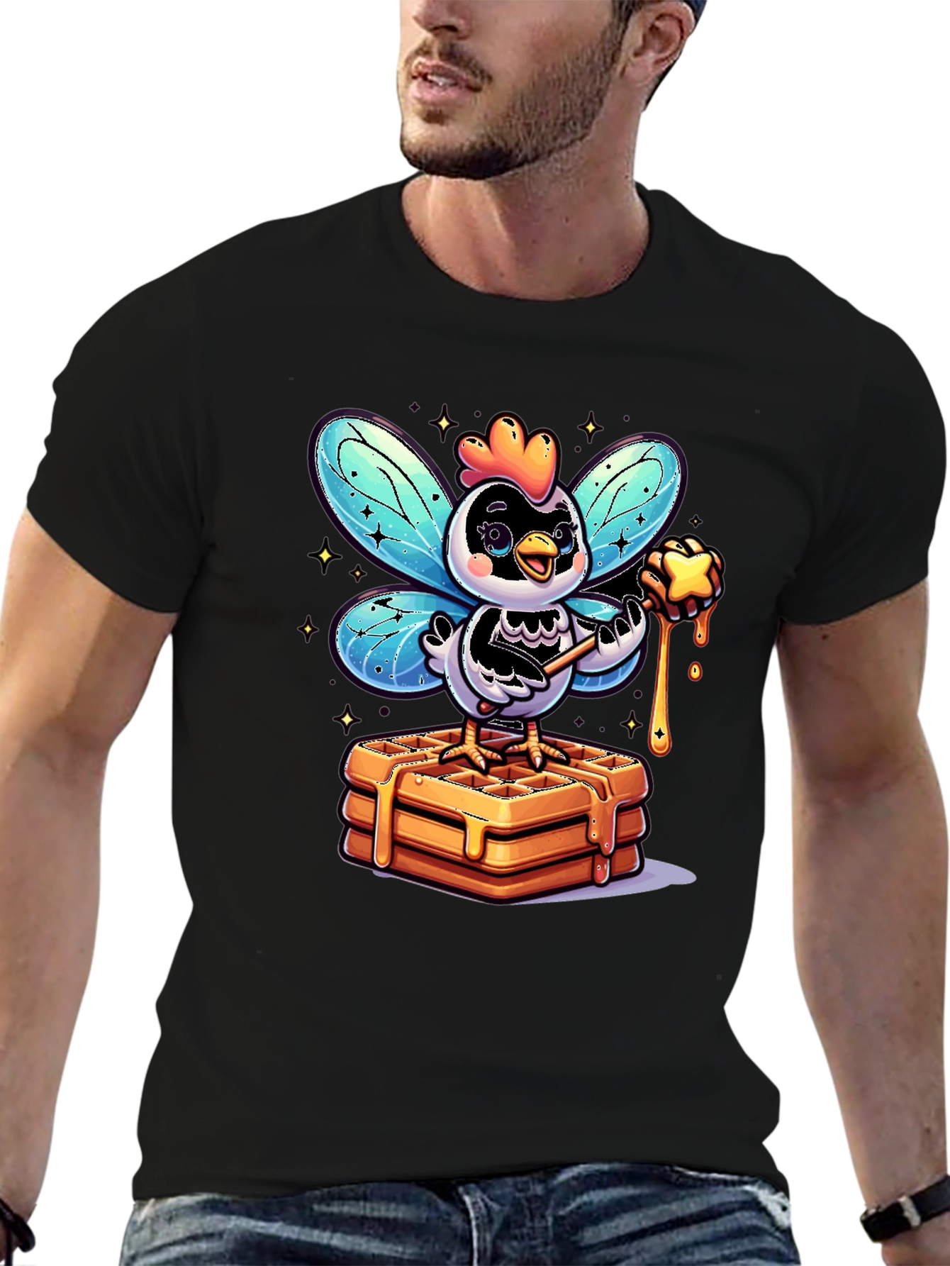 Whimsical Chicken Fairy Waffle Lover T-Shirt