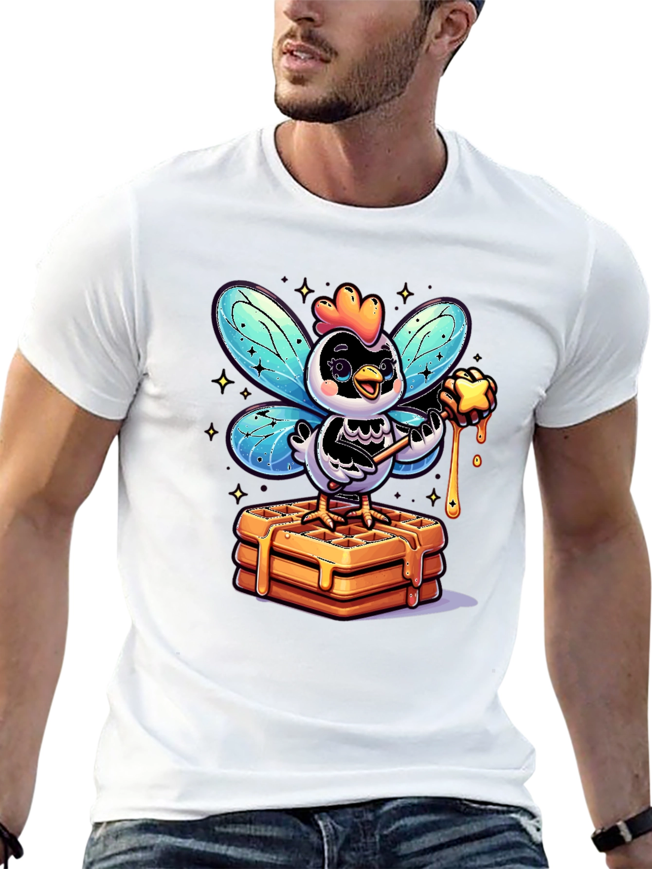 Whimsical Chicken Fairy Waffle Lover T-Shirt