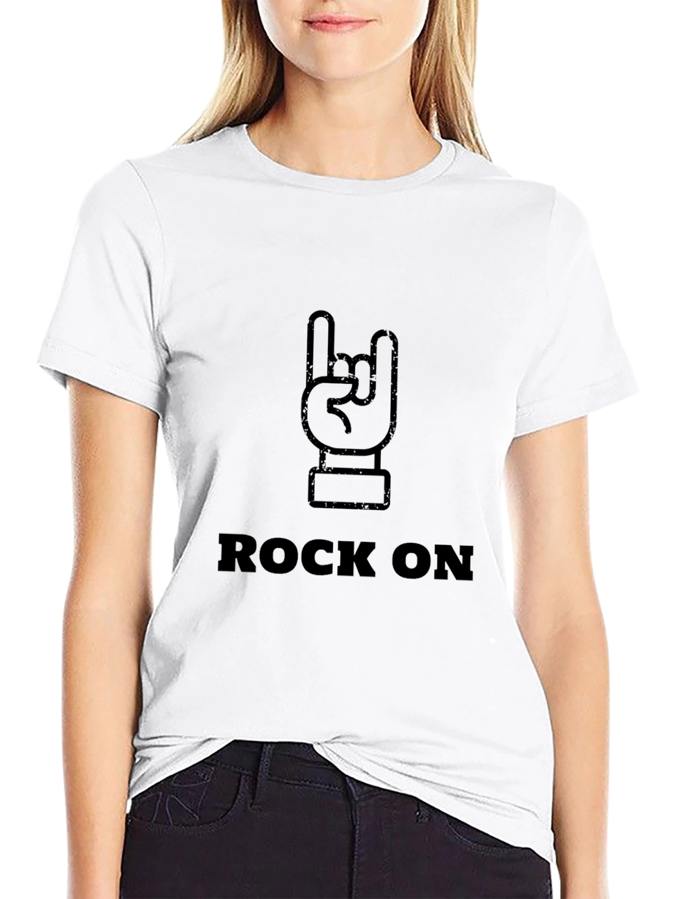 Rock On Graphic Tee - Black Cotton T-Shirt