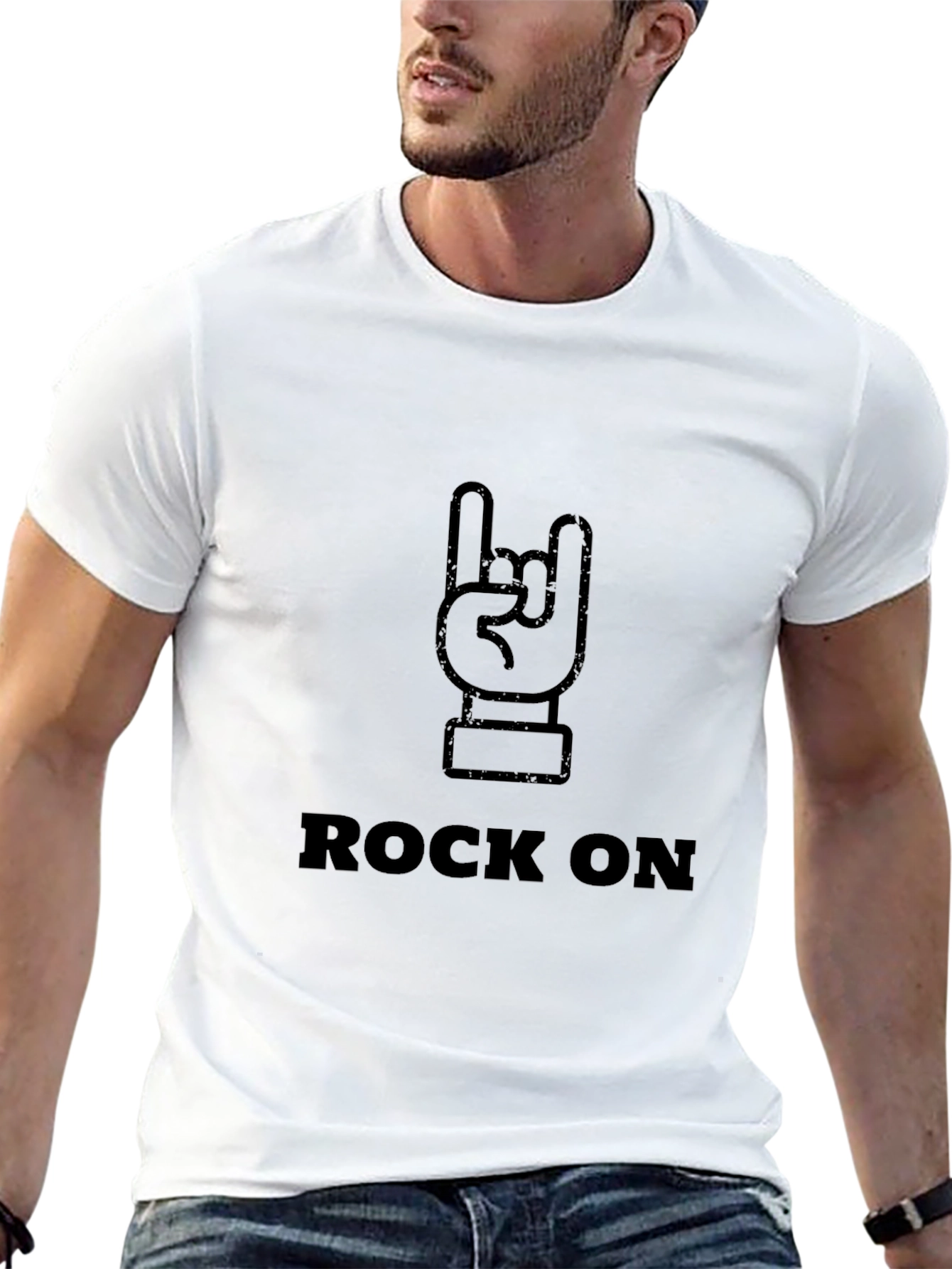 Rock On Graphic Tee - Black Cotton T-Shirt