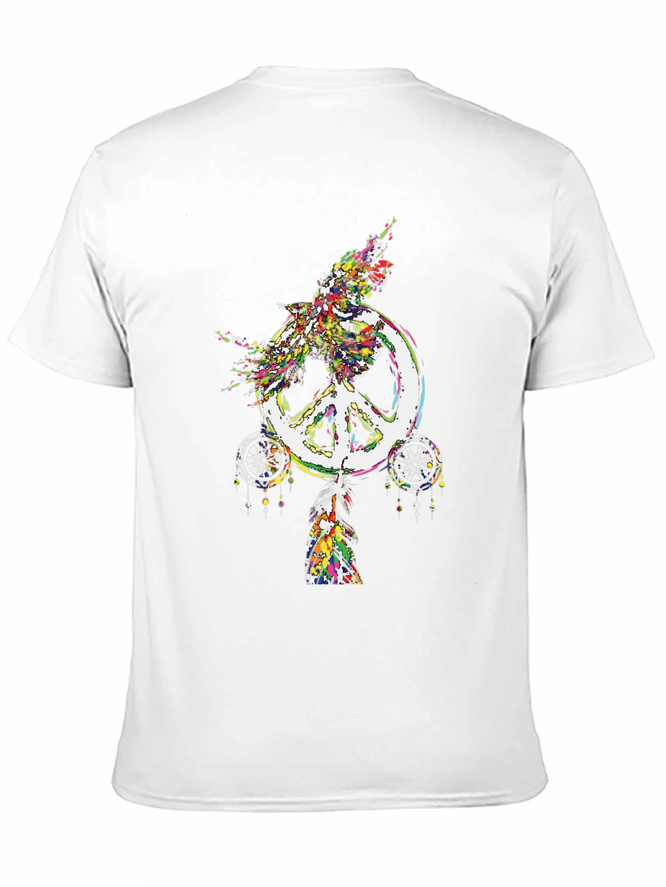 Peace Sign Feather Graphic Tee - Black