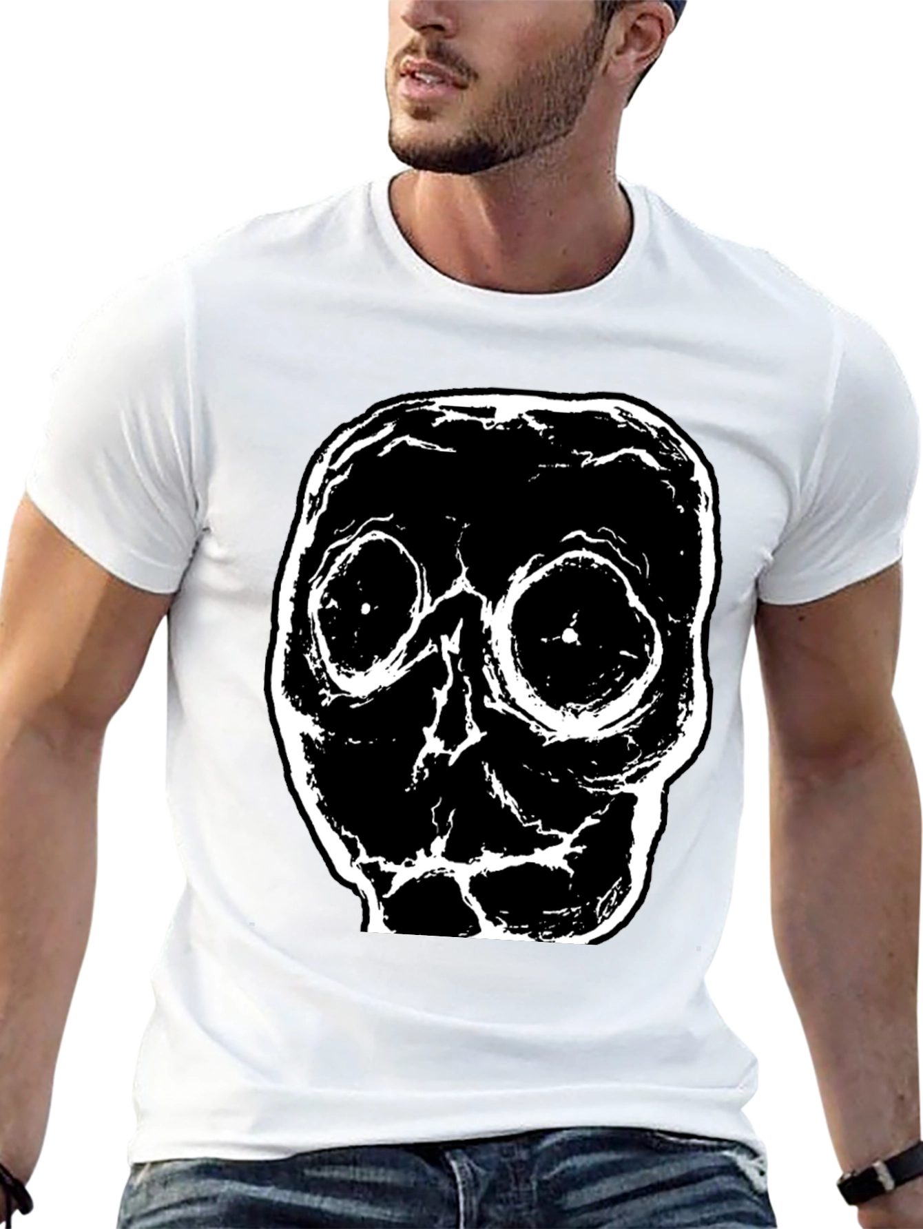 Creepy Skull Graphic Black T-Shirt