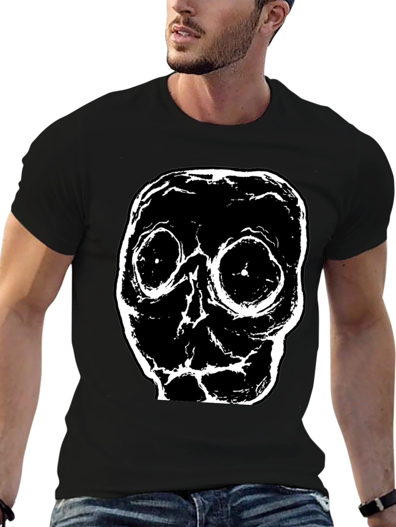 Creepy Skull Graphic Black T-Shirt