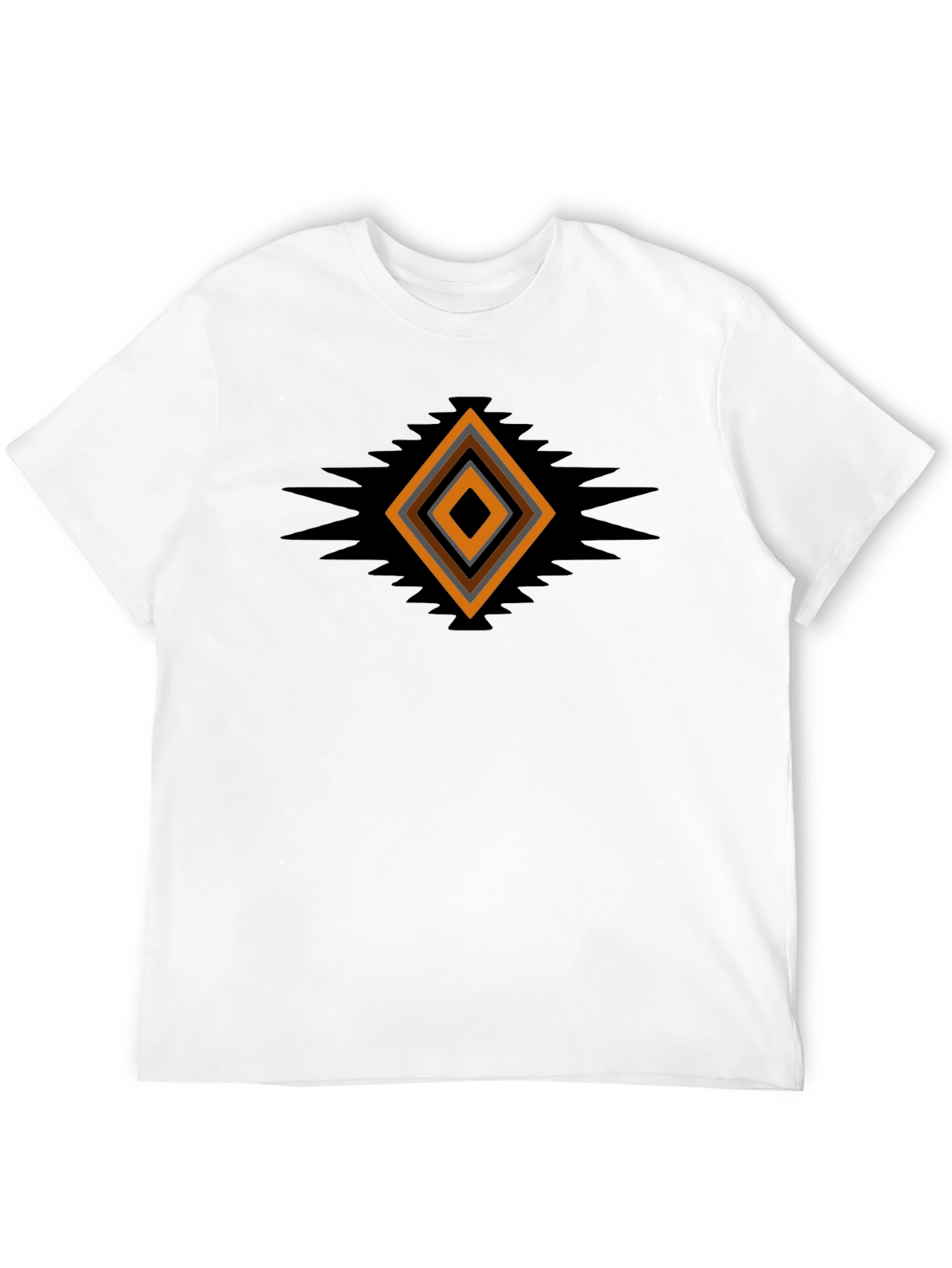 Geometric Aztec Diamond Print Black T-Shirt