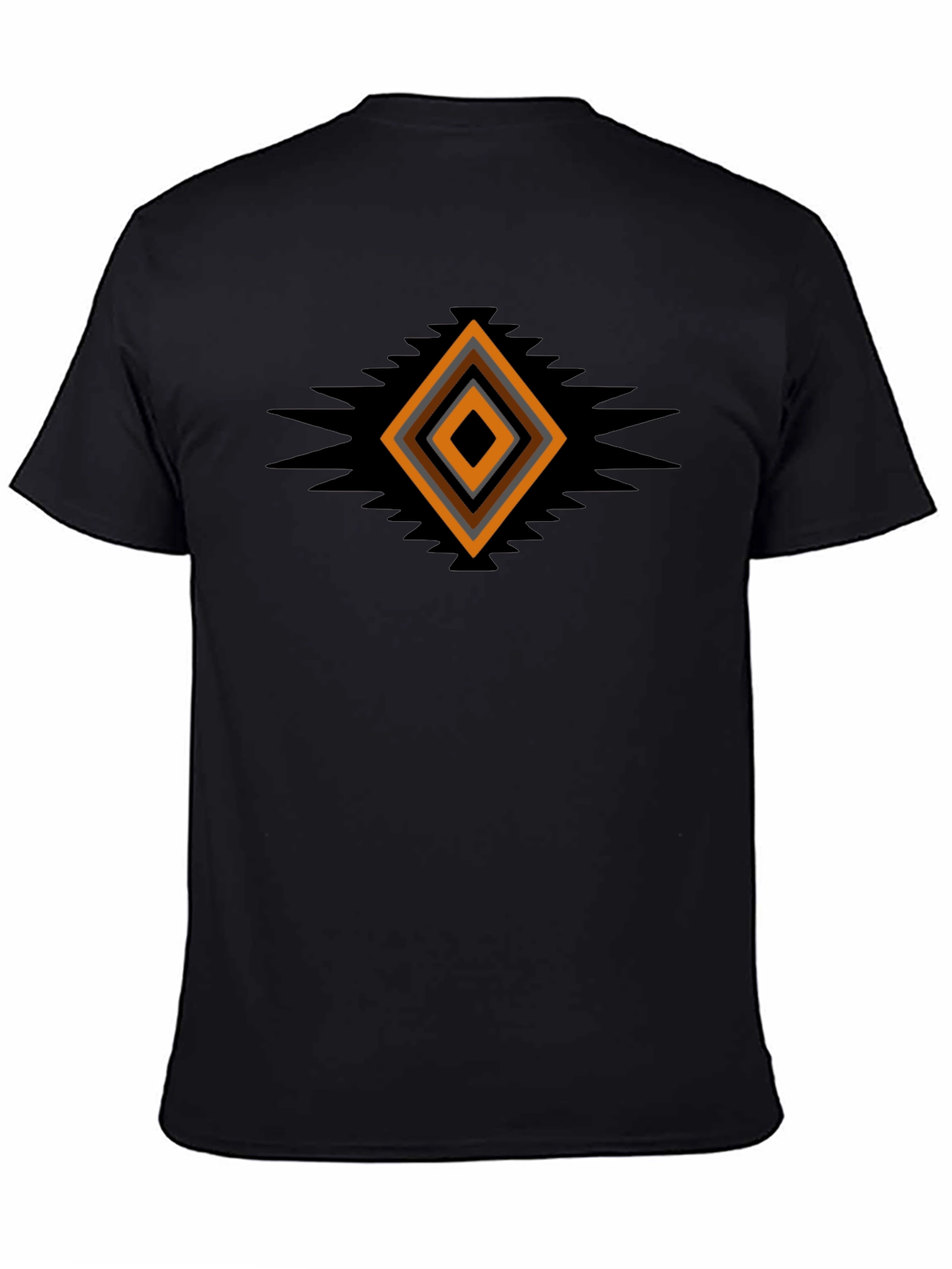 Geometric Aztec Diamond Print Black T-Shirt