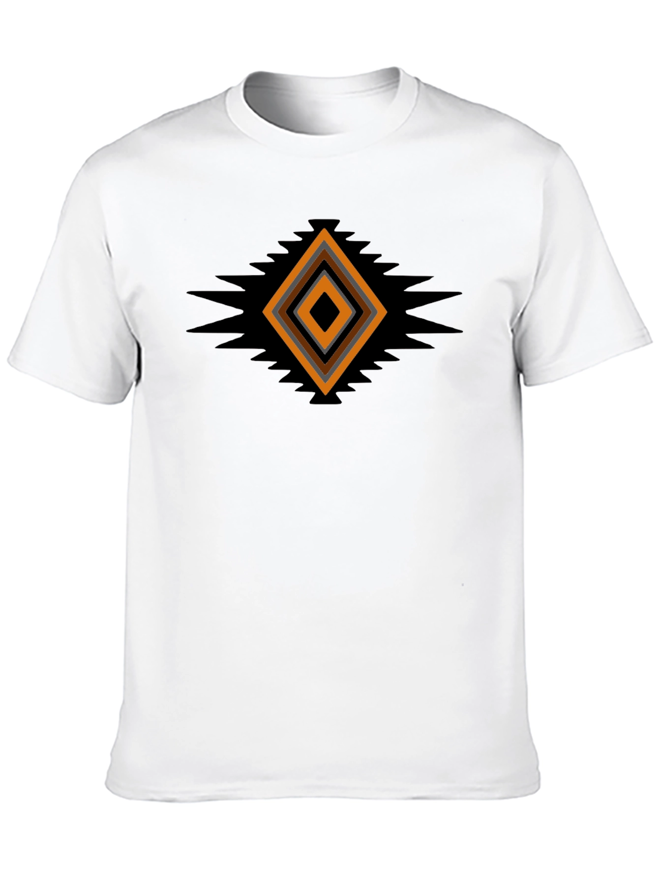 Geometric Aztec Diamond Print Black T-Shirt