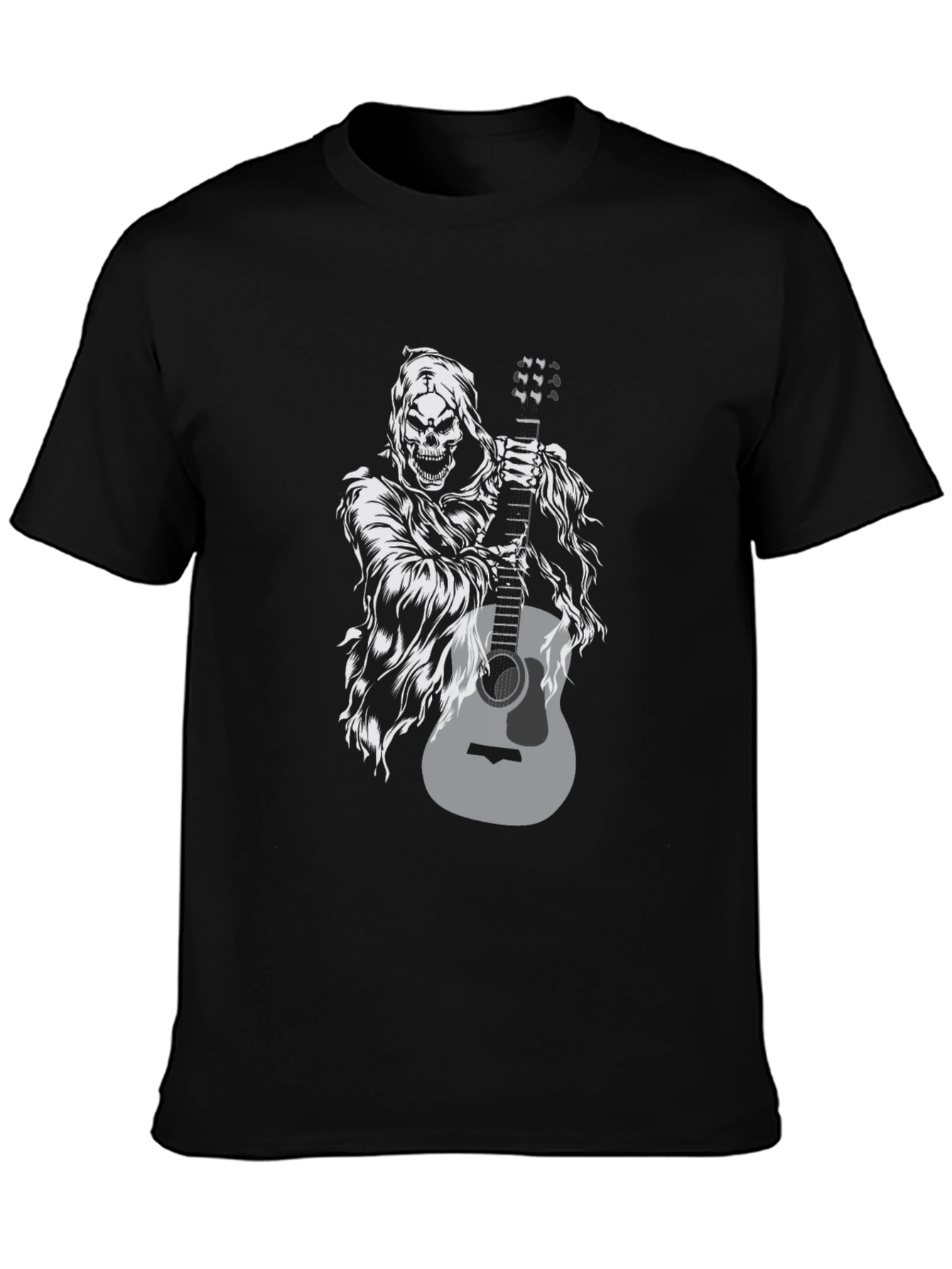 Grim Reaper Guitar Black Graphic Tee