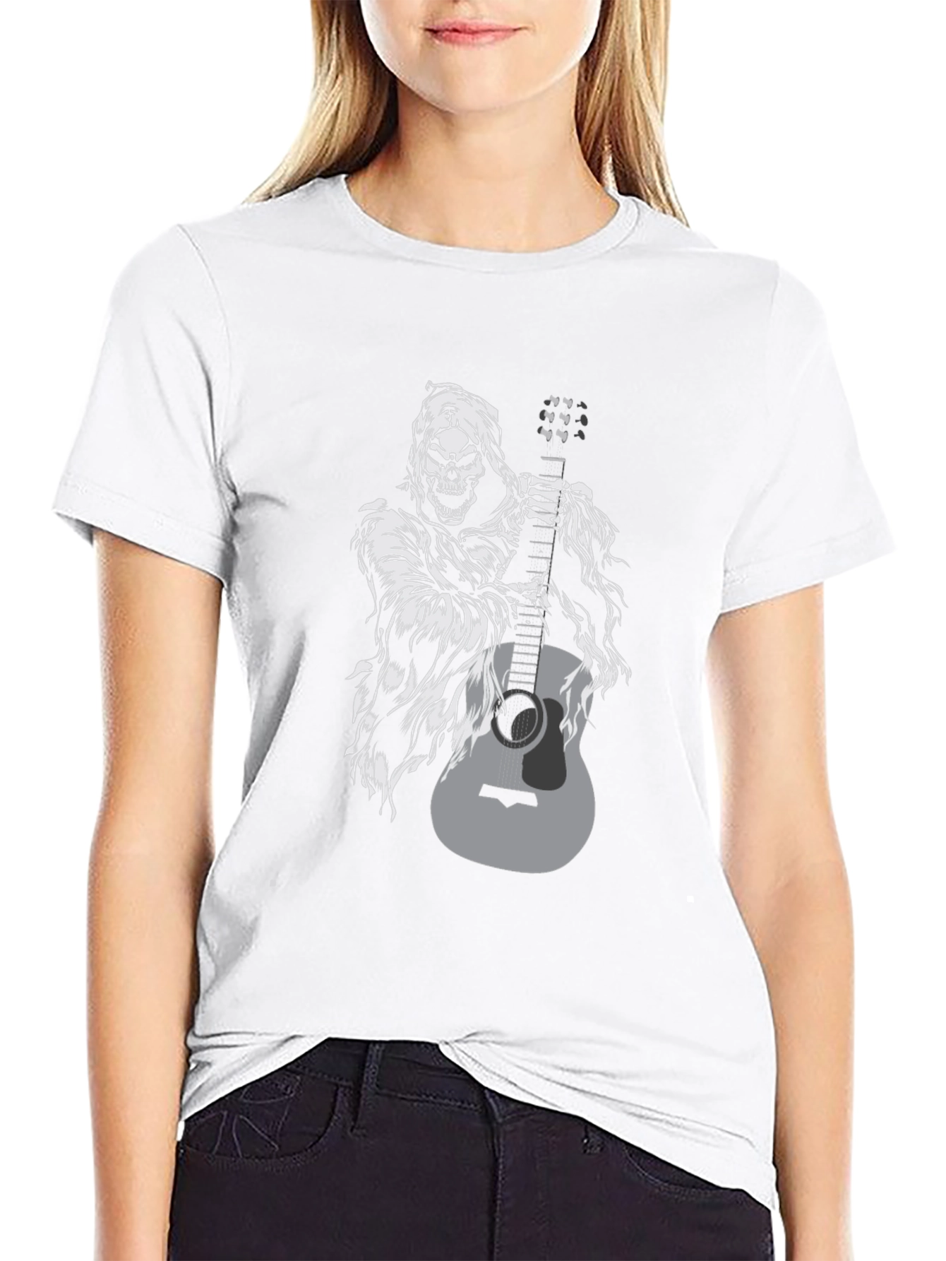 Grim Reaper Guitar Black Graphic Tee