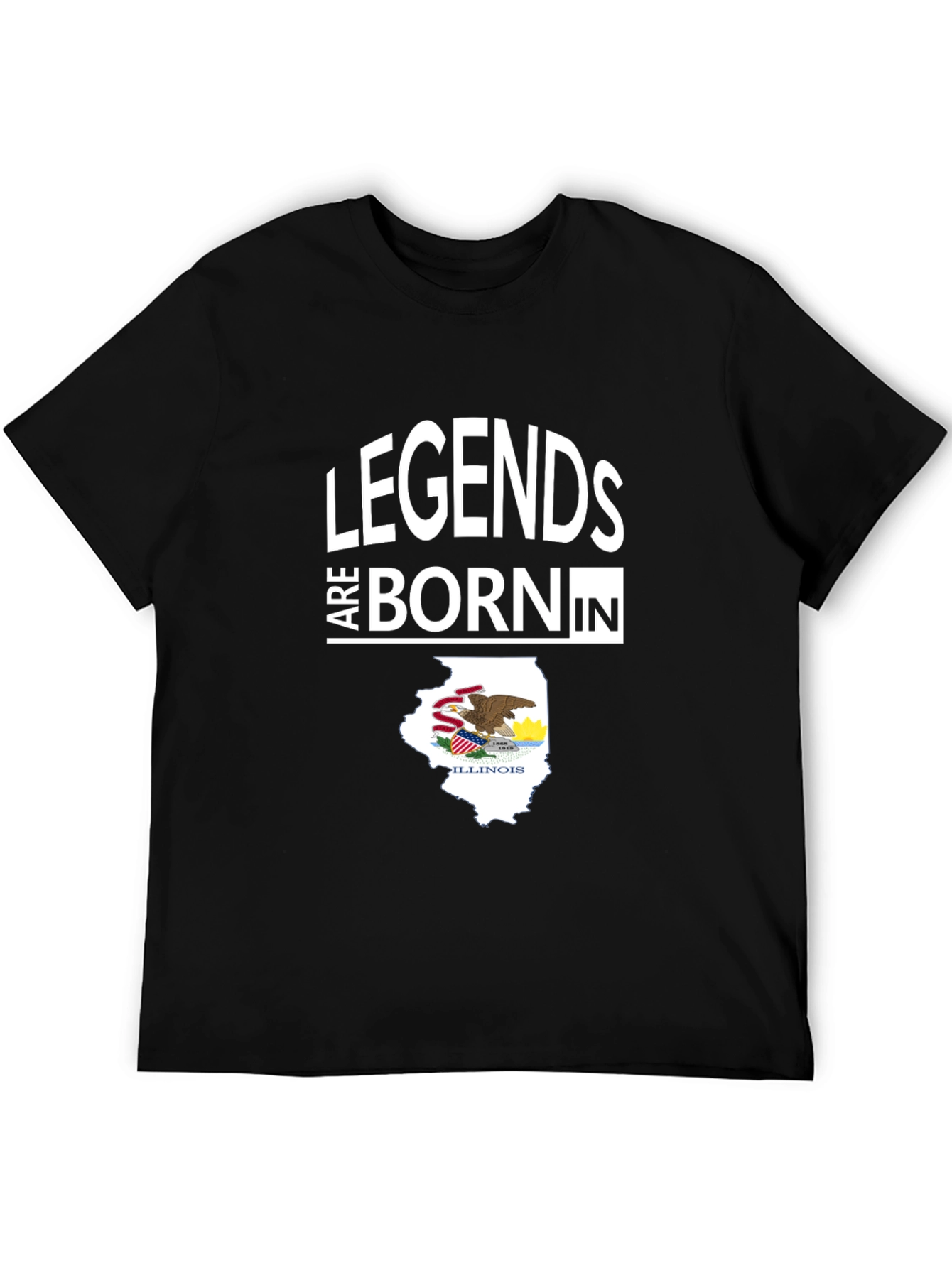 Legends Born in Illinois Black T-Shirt