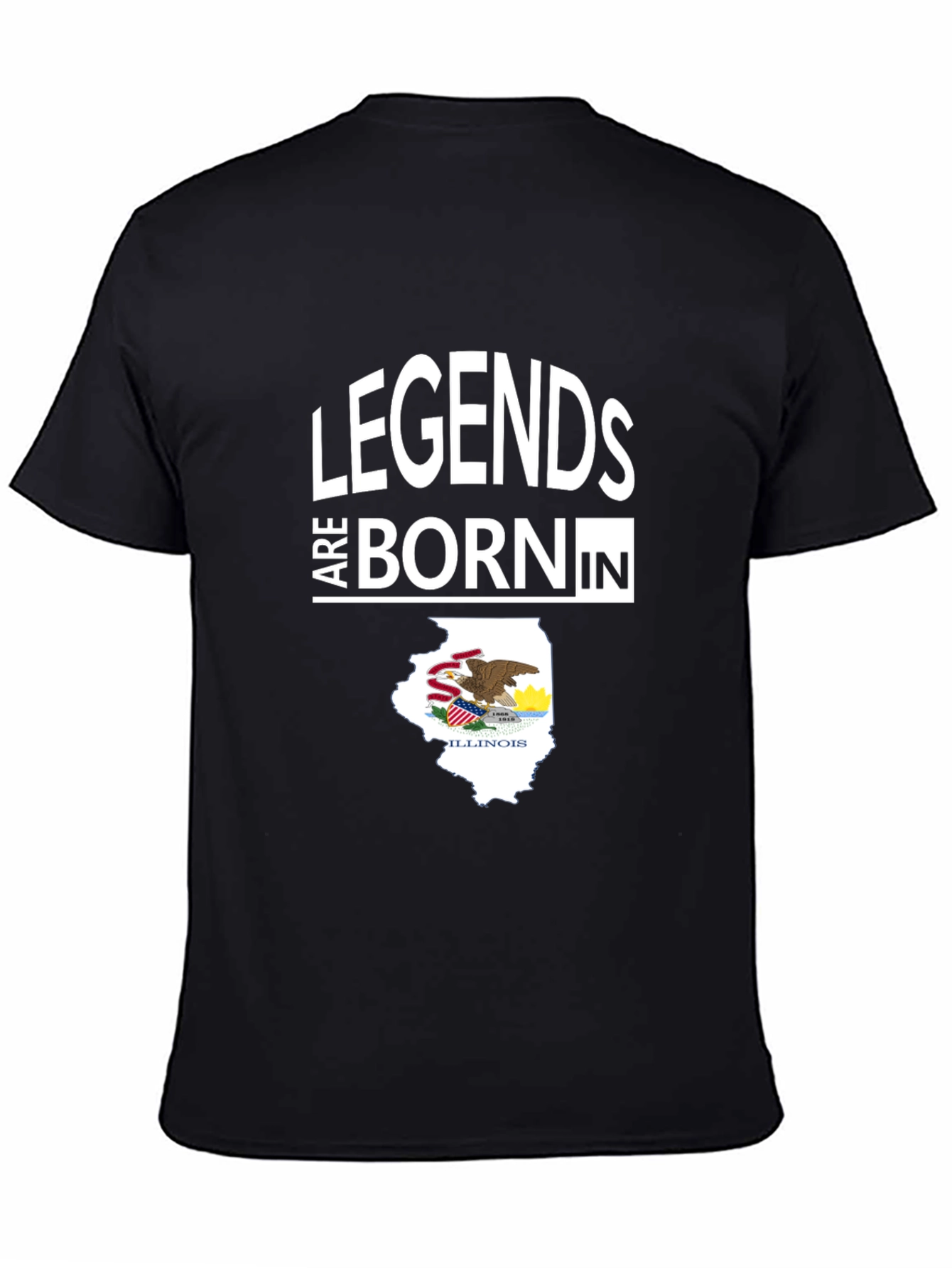 Legends Born in Illinois Black T-Shirt