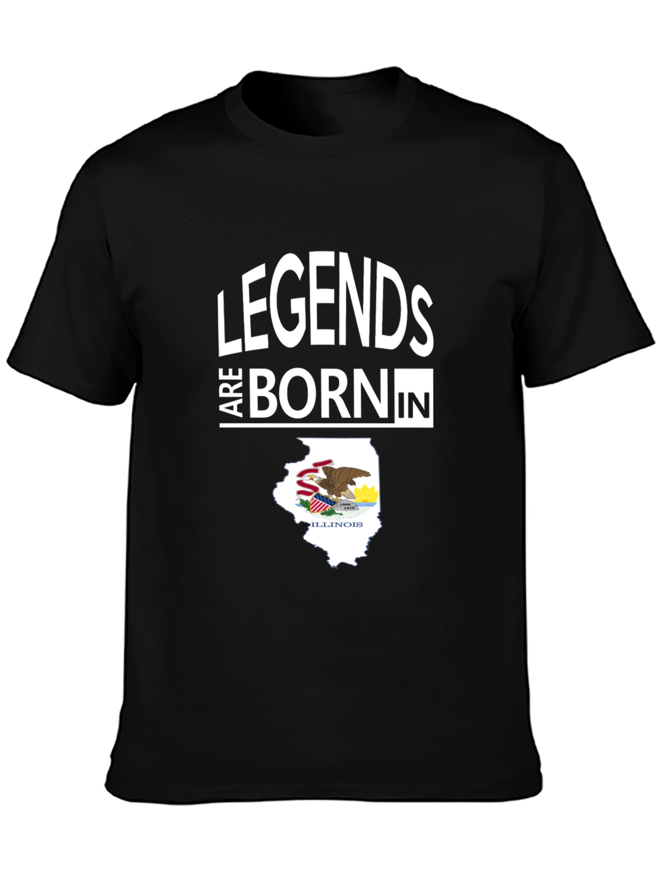 Legends Born in Illinois Black T-Shirt