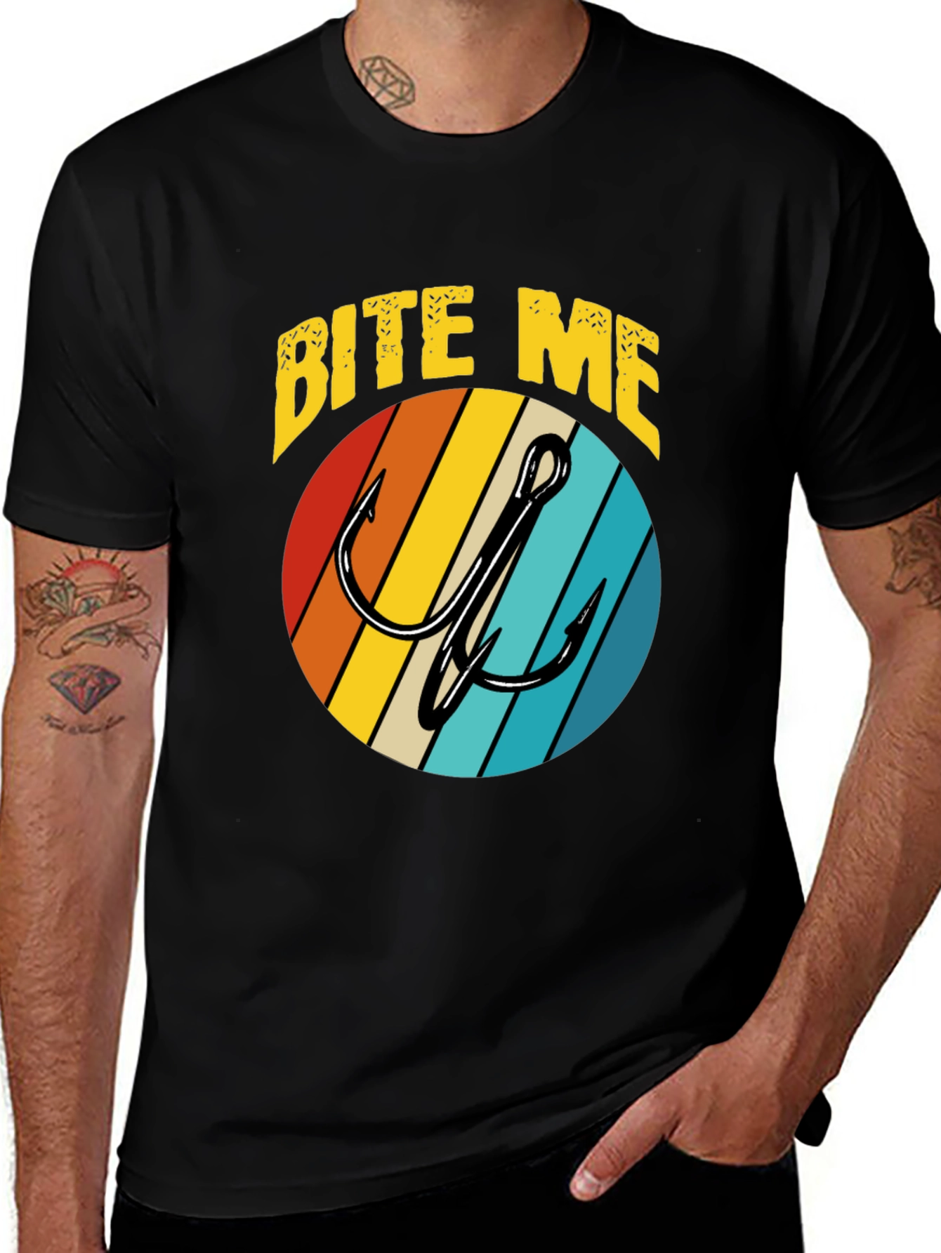 Bite Me Fishing Hook Retro T-Shirt
