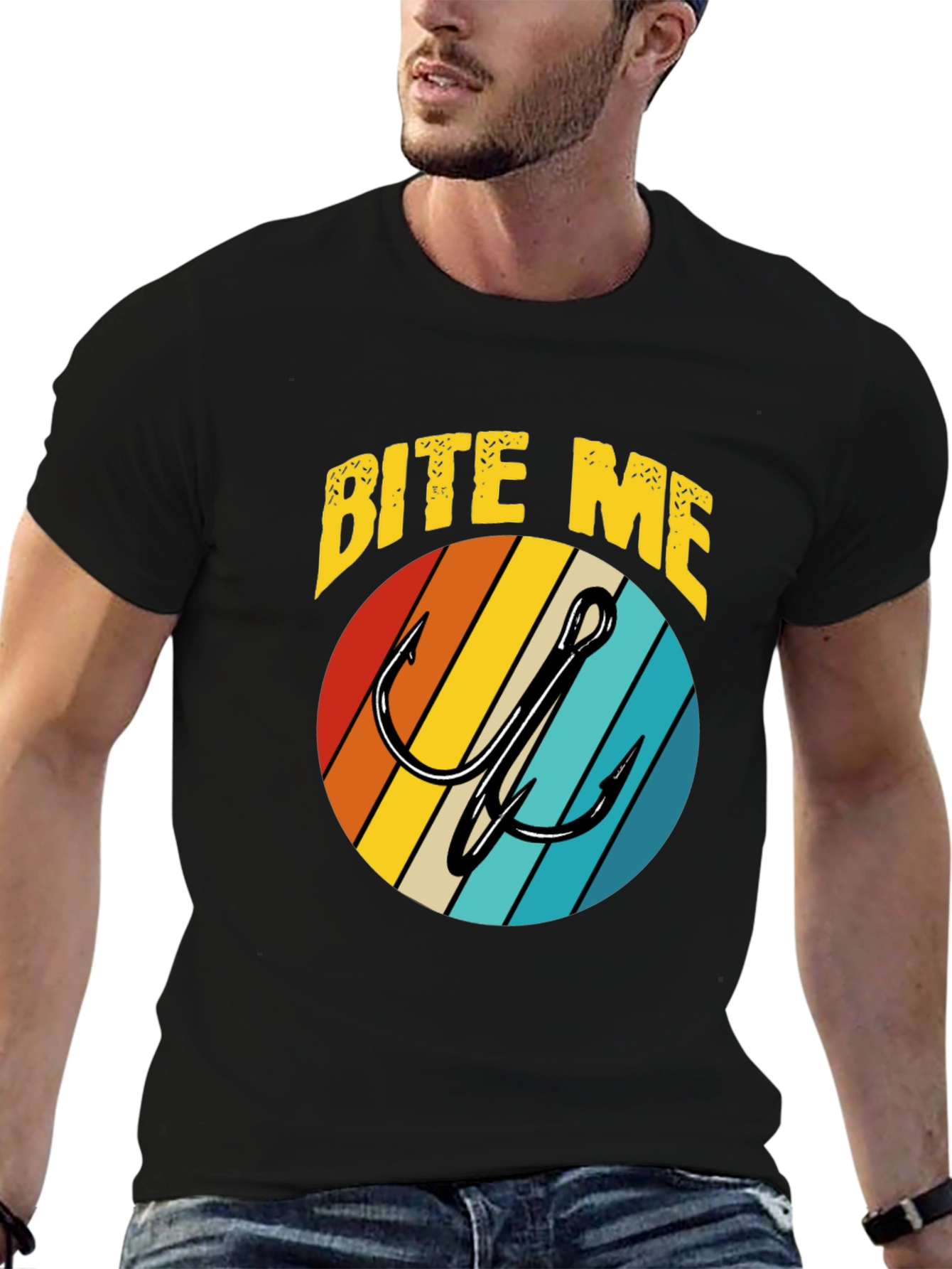 Bite Me Fishing Hook Retro T-Shirt
