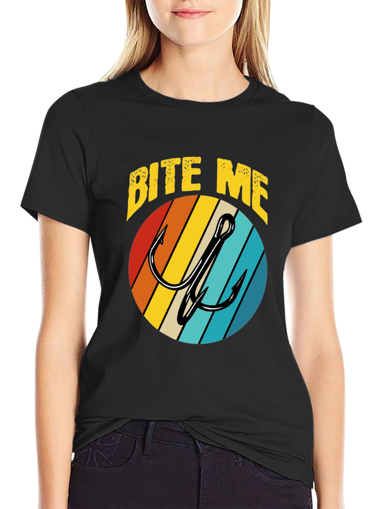 Bite Me Fishing Hook Retro T-Shirt