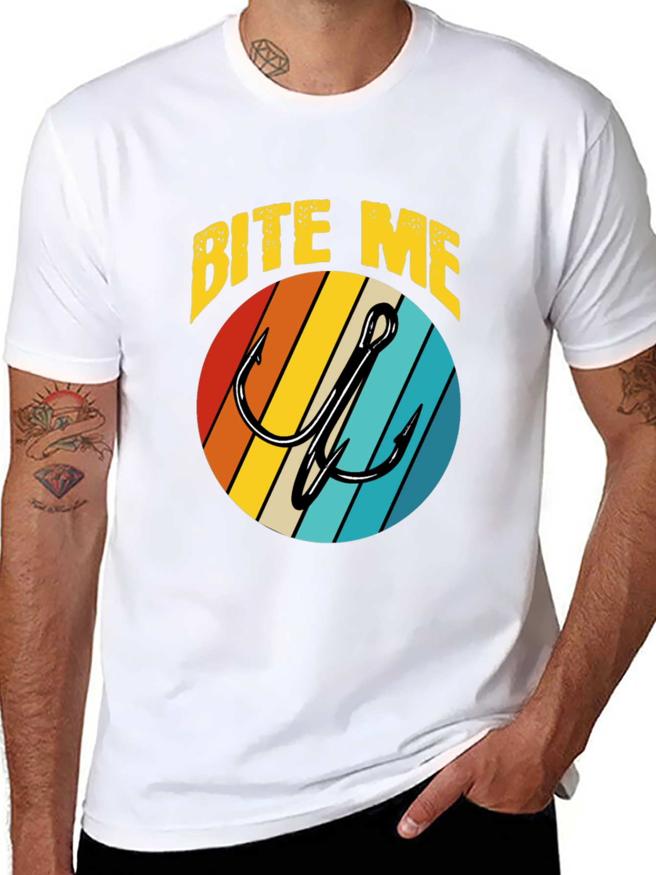 Bite Me Fishing Hook Retro T-Shirt
