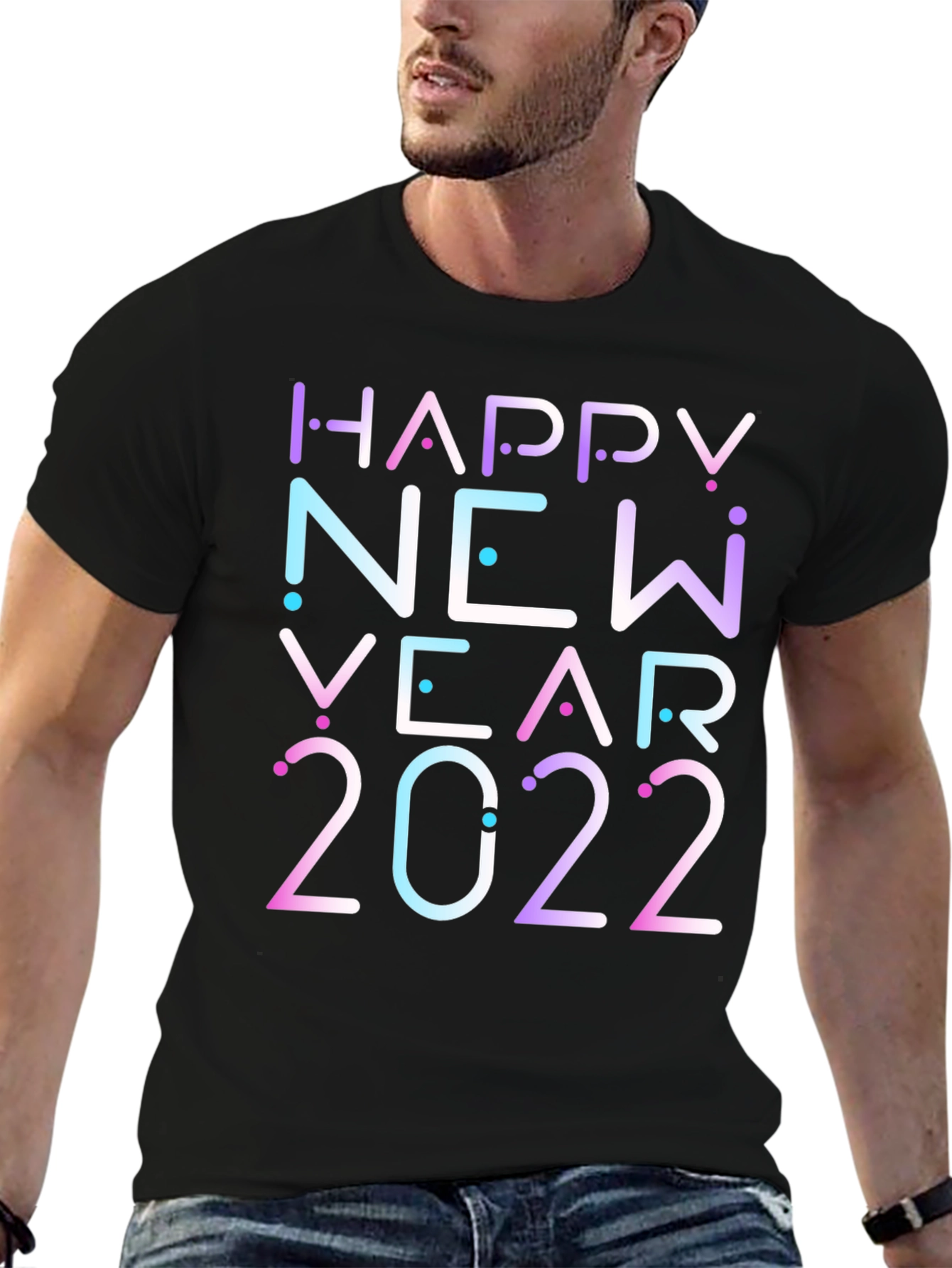 Happy New Year 2022 Graphic Black T-Shirt