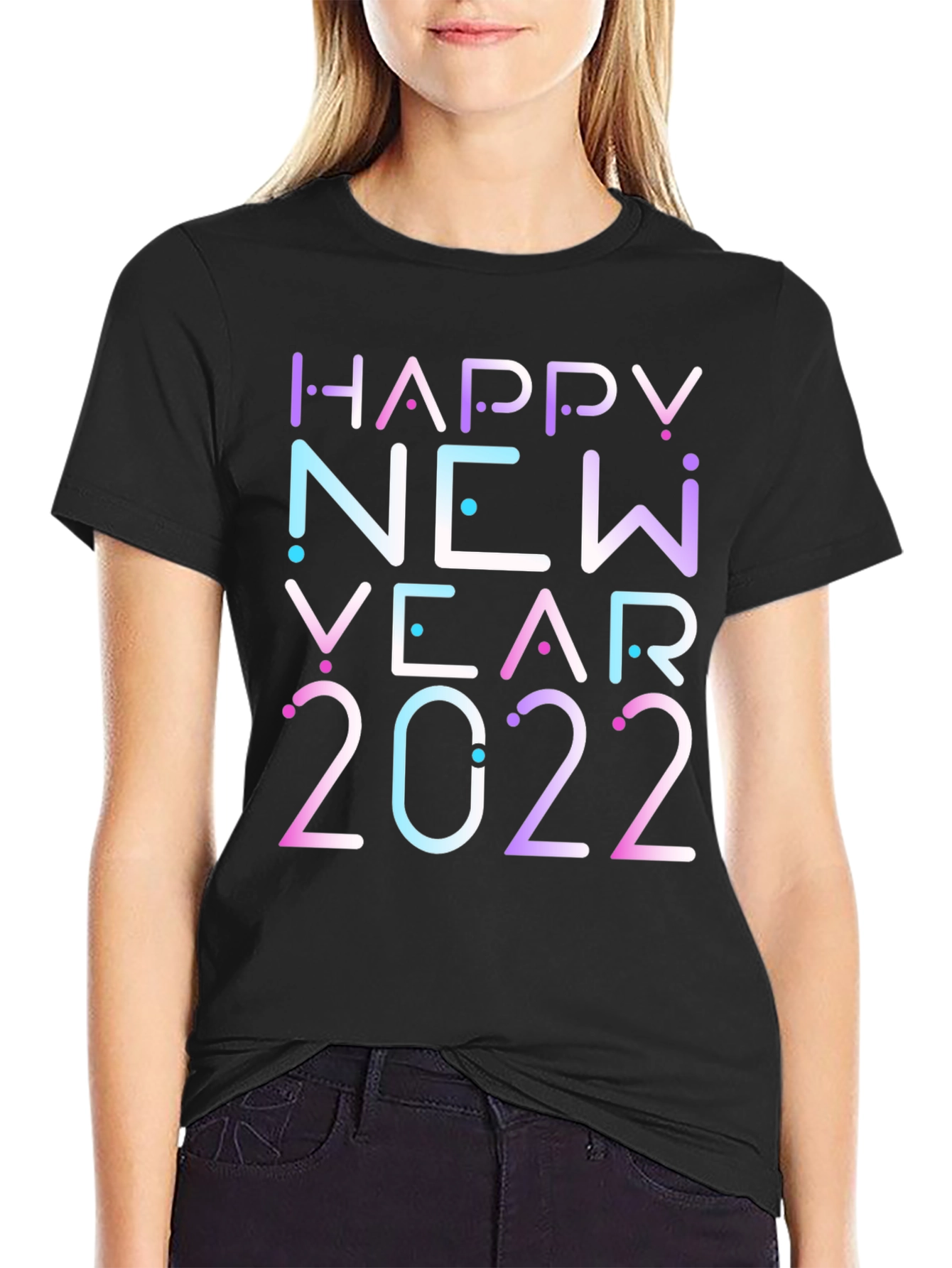 Happy New Year 2022 Graphic Black T-Shirt