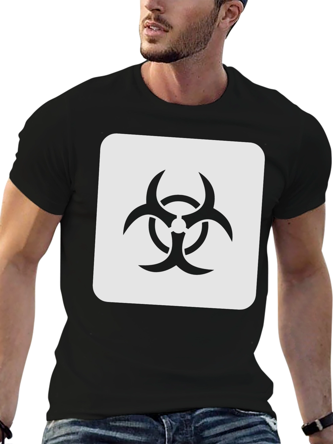 Biohazard Symbol Graphic Tee - Black Cotton Blend T-Shirt
