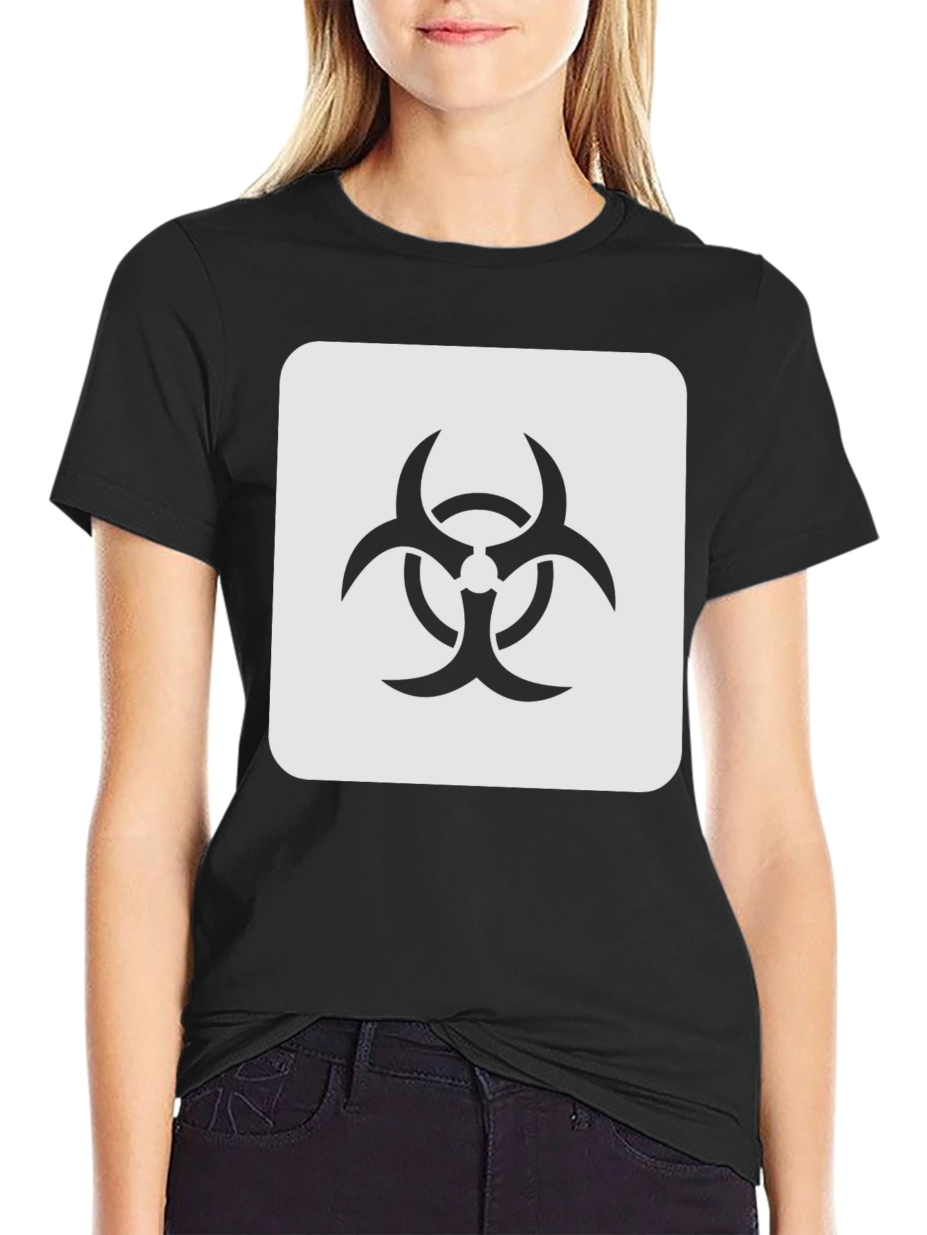 Biohazard Symbol Graphic Tee - Black Cotton Blend T-Shirt