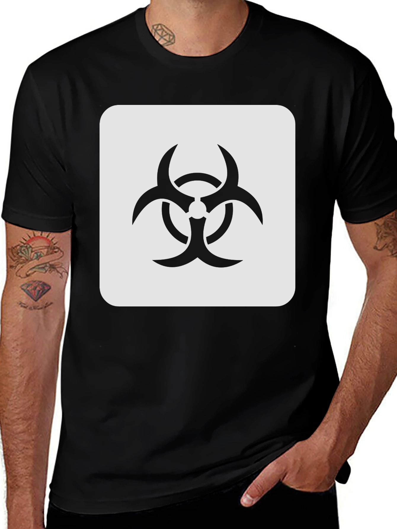 Biohazard Symbol Graphic Tee - Black Cotton Blend T-Shirt