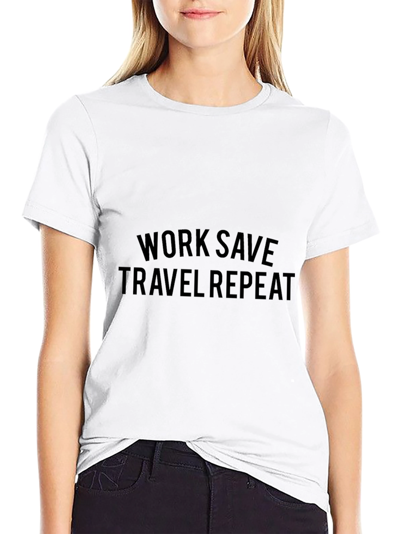 Work Save Travel Repeat Black T-Shirt