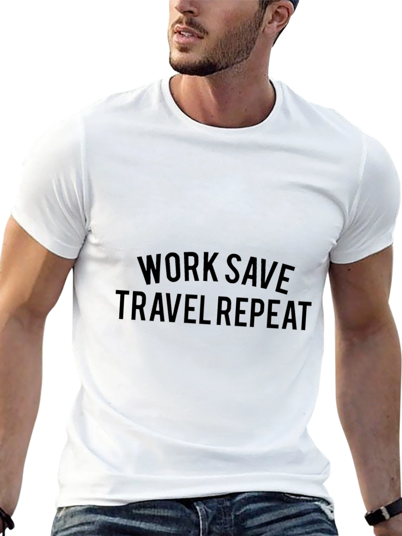 Work Save Travel Repeat Black T-Shirt
