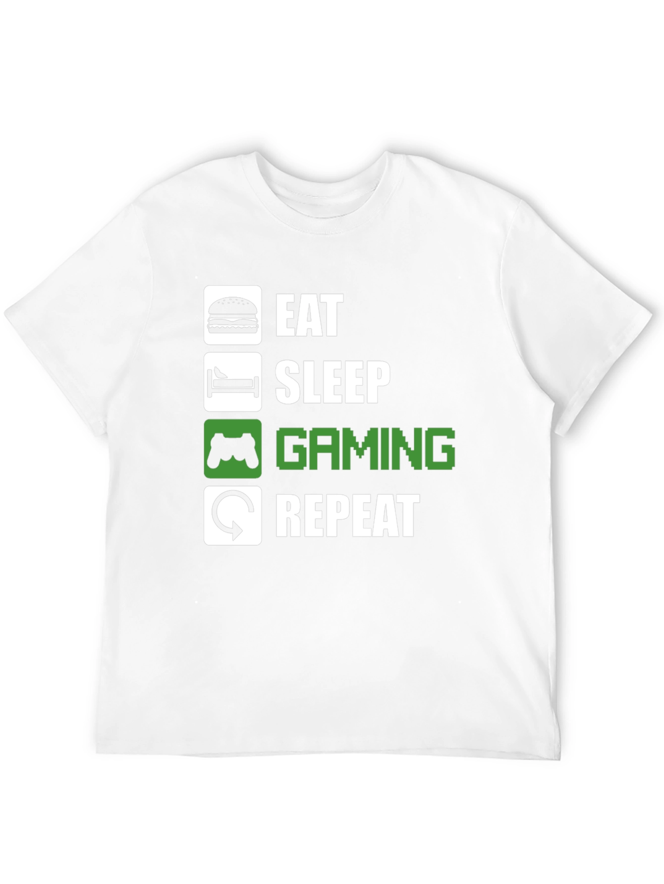 Eat Sleep Gaming Repeat Black Graphic T-Shirt