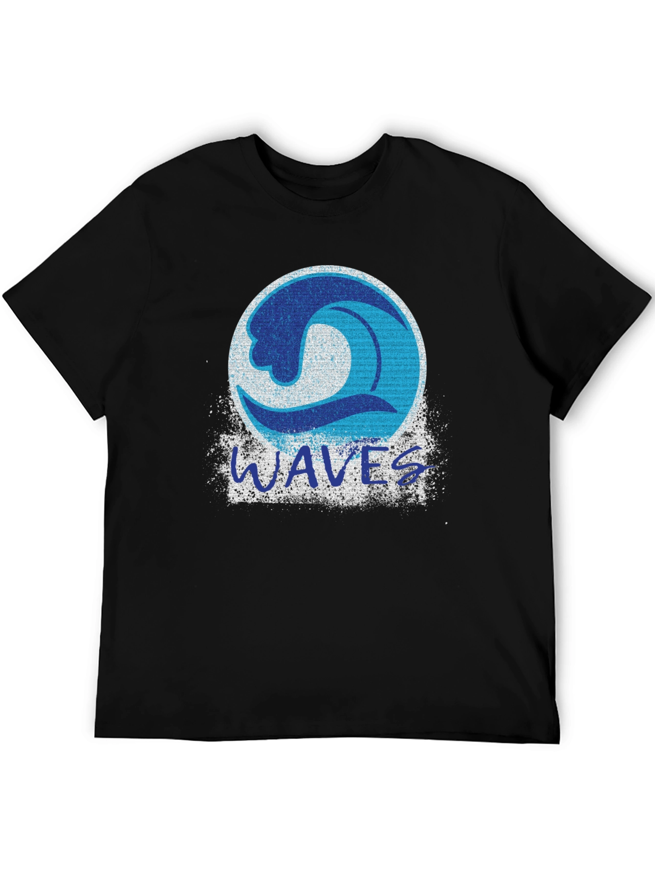 Mens Black Waves Graphic Print T-Shirt