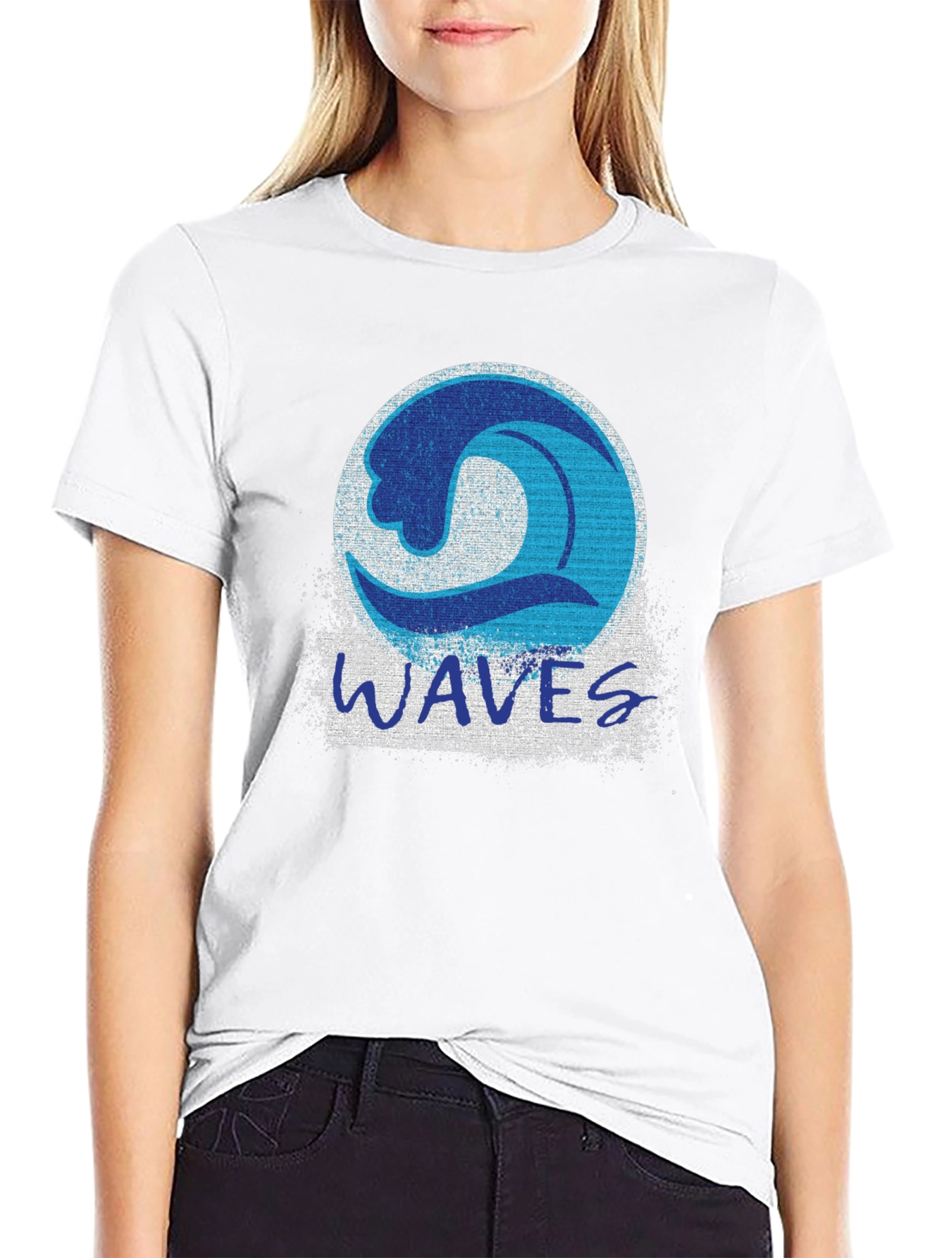 Mens Black Waves Graphic Print T-Shirt