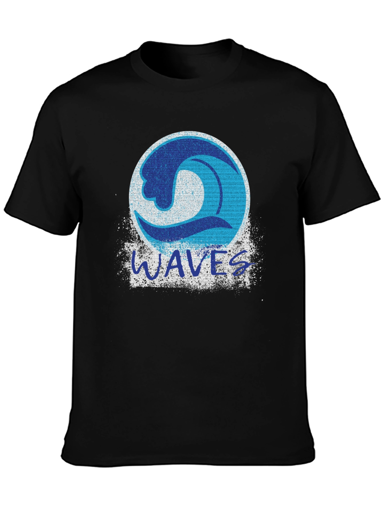 Mens Black Waves Graphic Print T-Shirt
