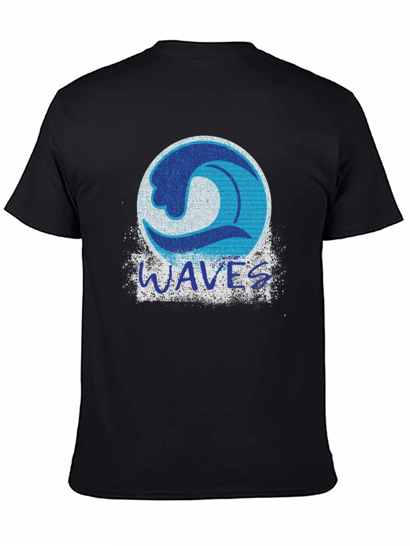 Mens Black Waves Graphic Print T-Shirt
