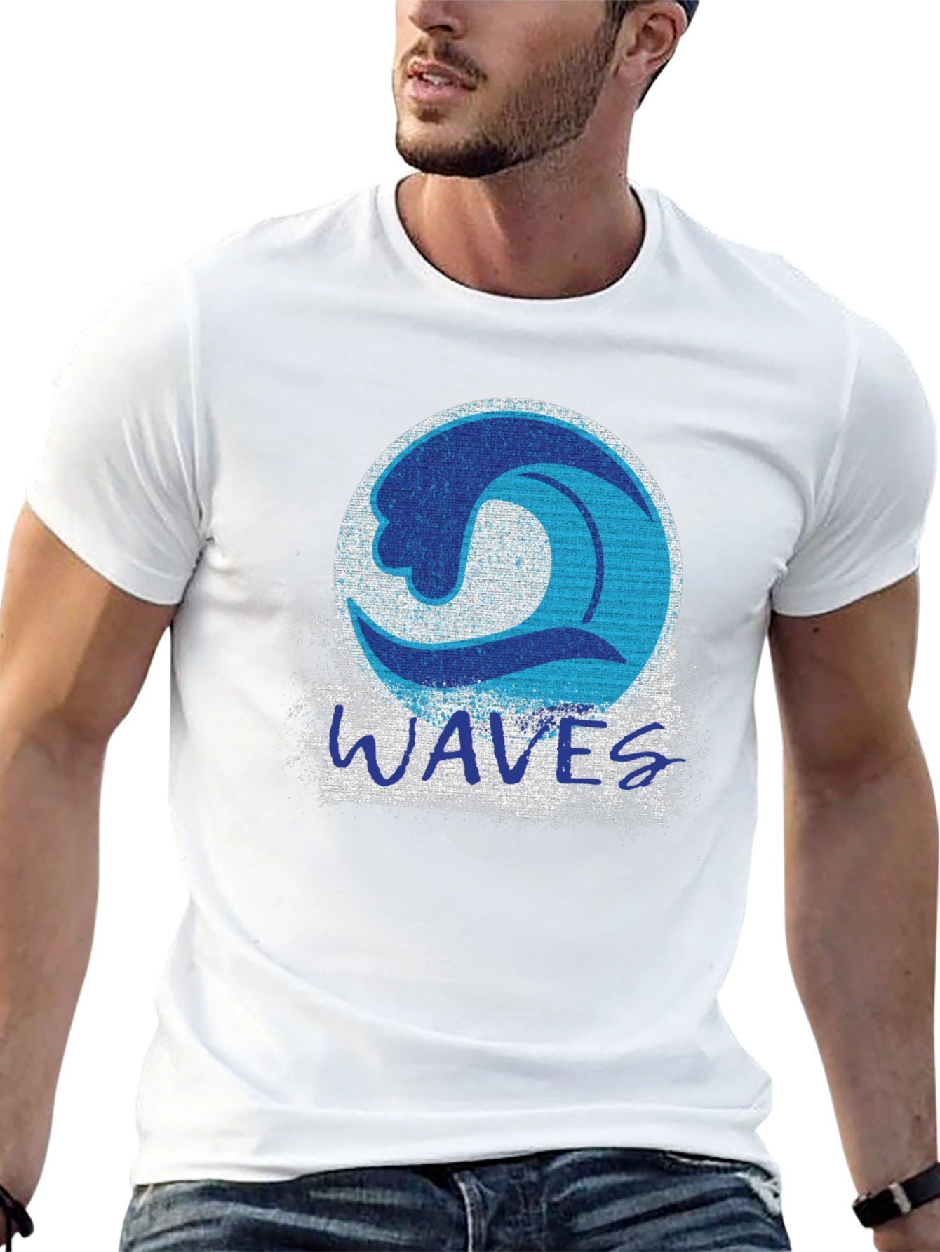Mens Black Waves Graphic Print T-Shirt