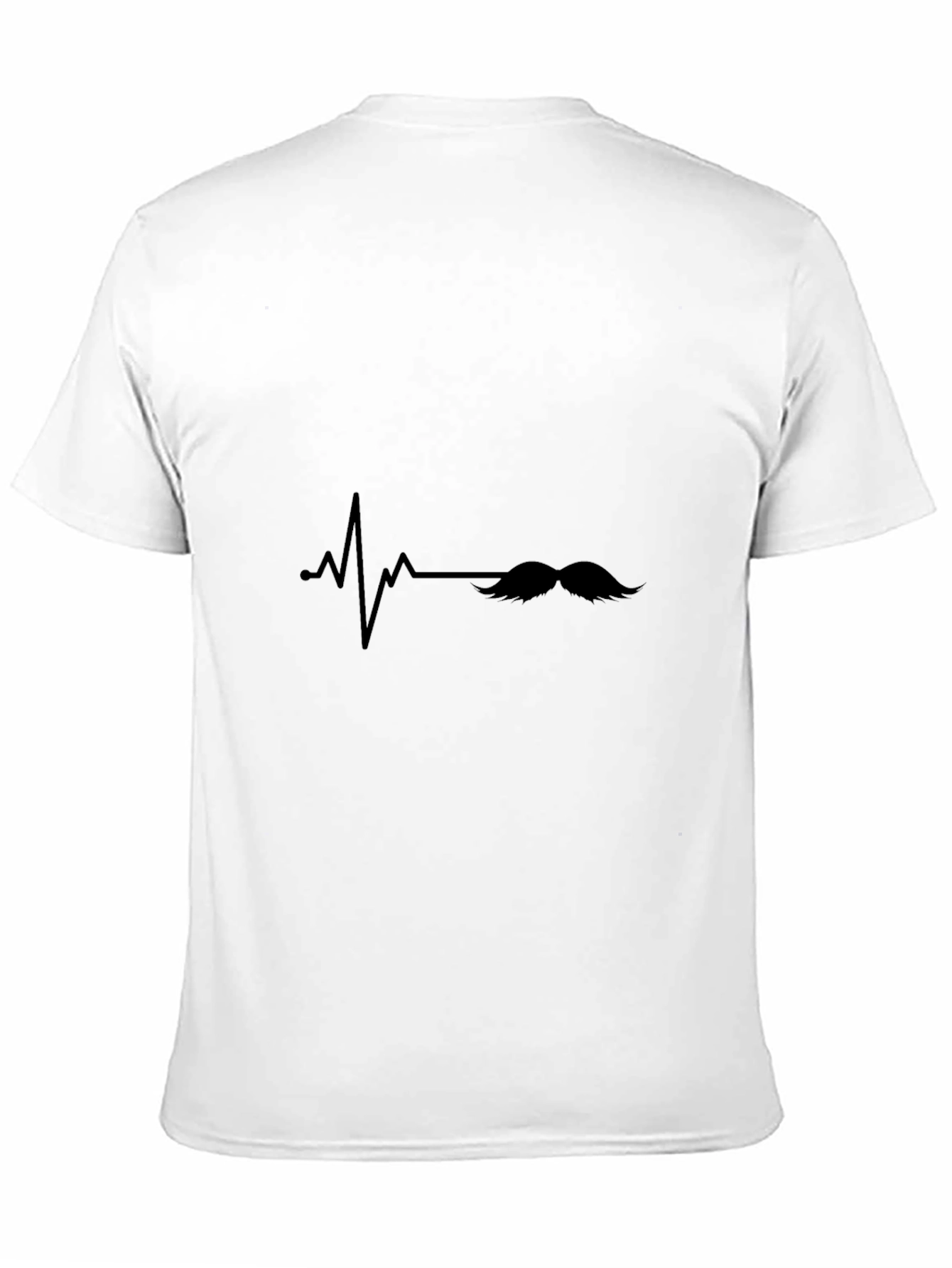 Mustache Heartbeat Graphic Tee - Black Casual T-Shirt