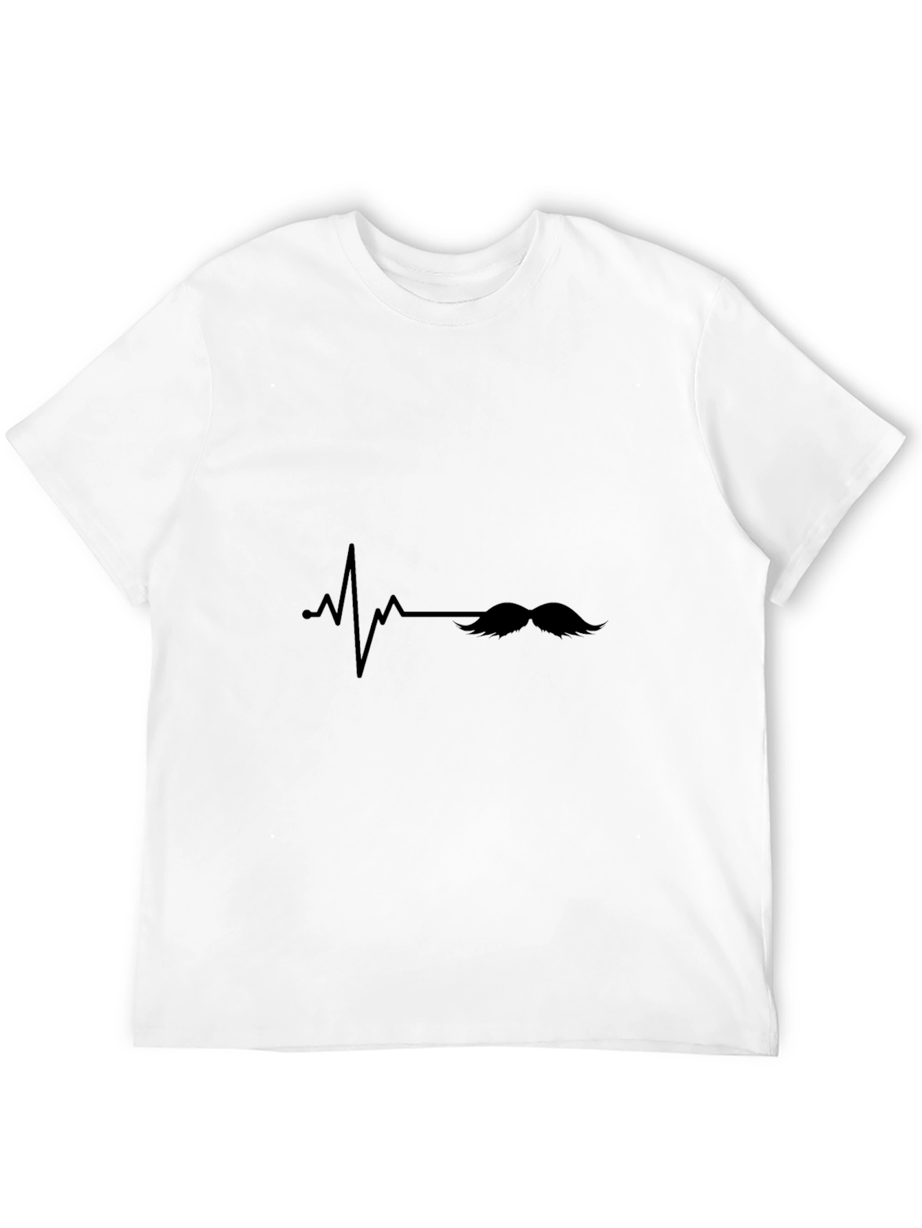Mustache Heartbeat Graphic Tee - Black Casual T-Shirt