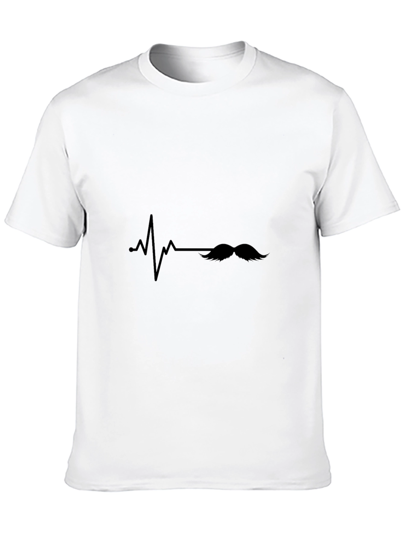 Mustache Heartbeat Graphic Tee - Black Casual T-Shirt