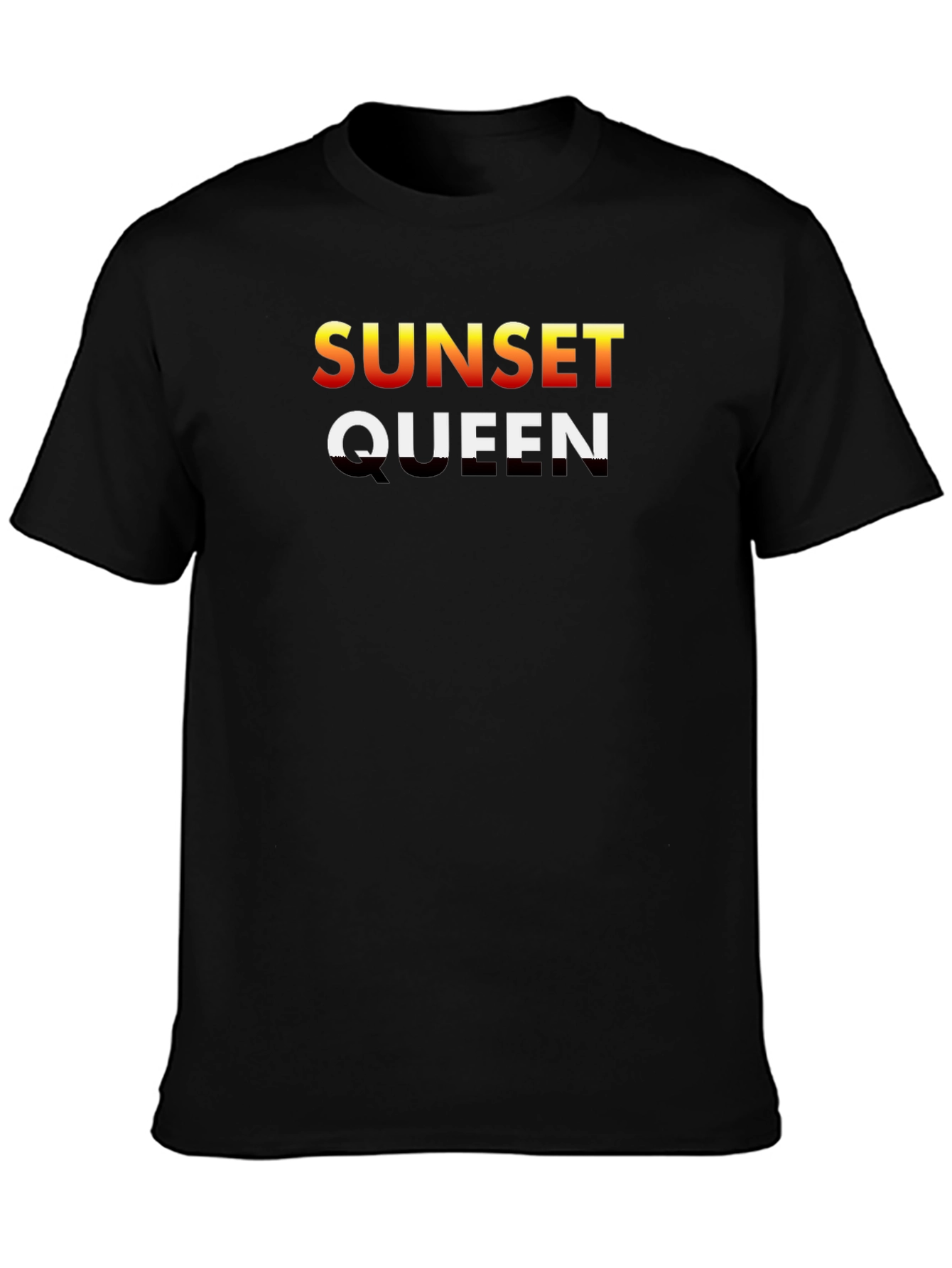 Sunset Queen Graphic Tee - Trendy Unisex Black T-Shirt