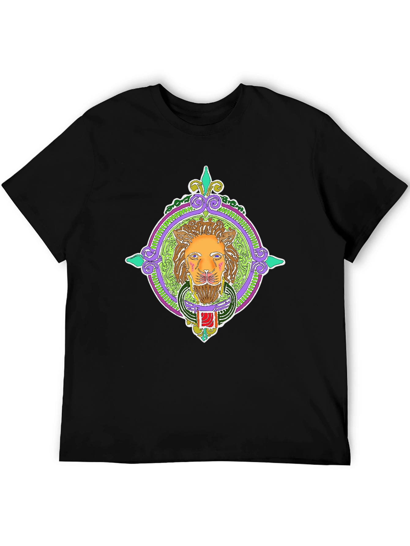 Lion Art Graphic Tee - Unique Design Black T-Shirt