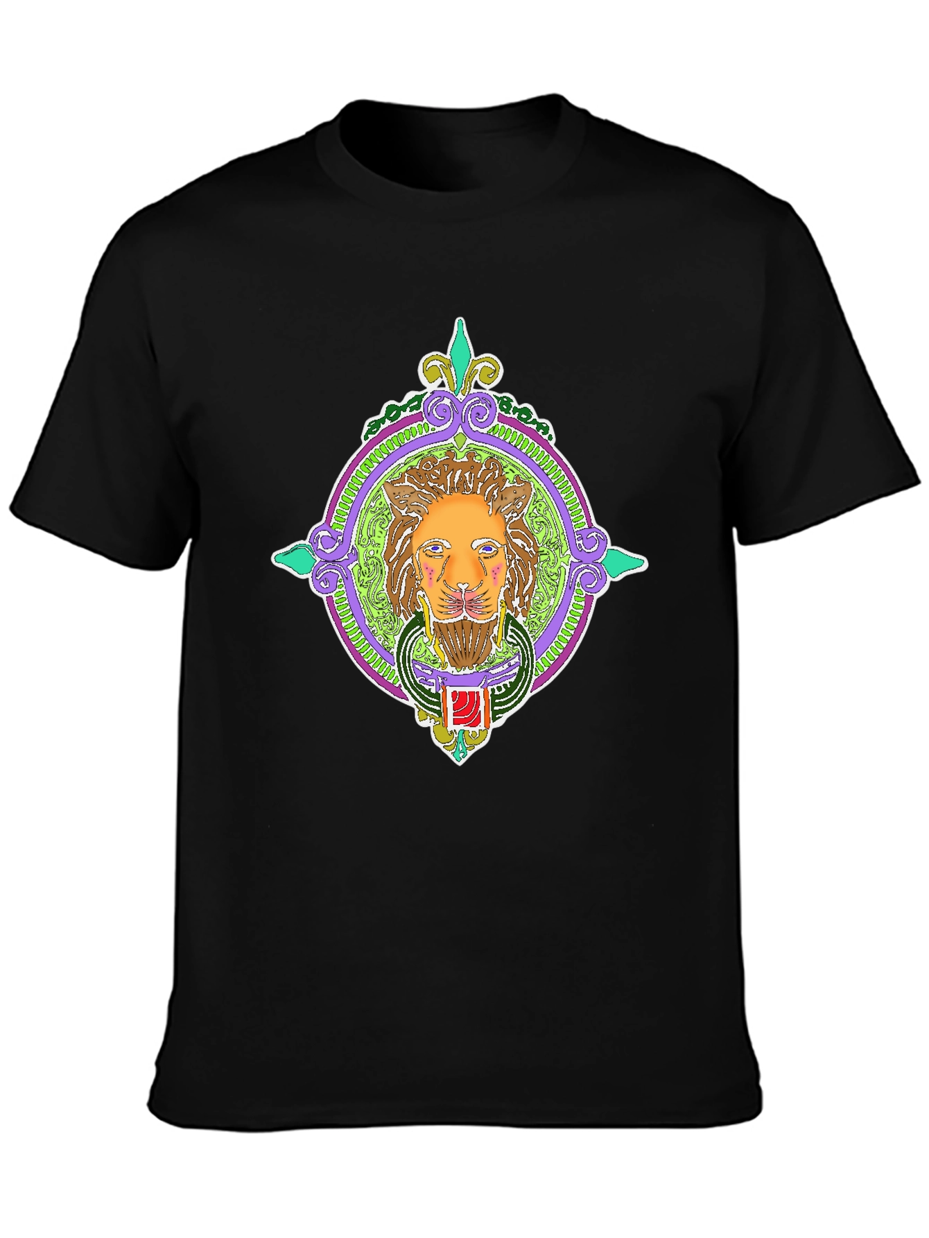Lion Art Graphic Tee - Unique Design Black T-Shirt
