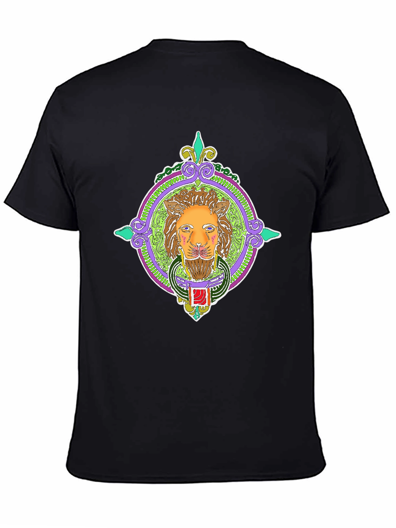 Lion Art Graphic Tee - Unique Design Black T-Shirt