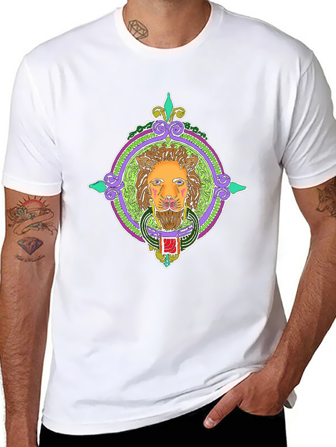 Lion Art Graphic Tee - Unique Design Black T-Shirt
