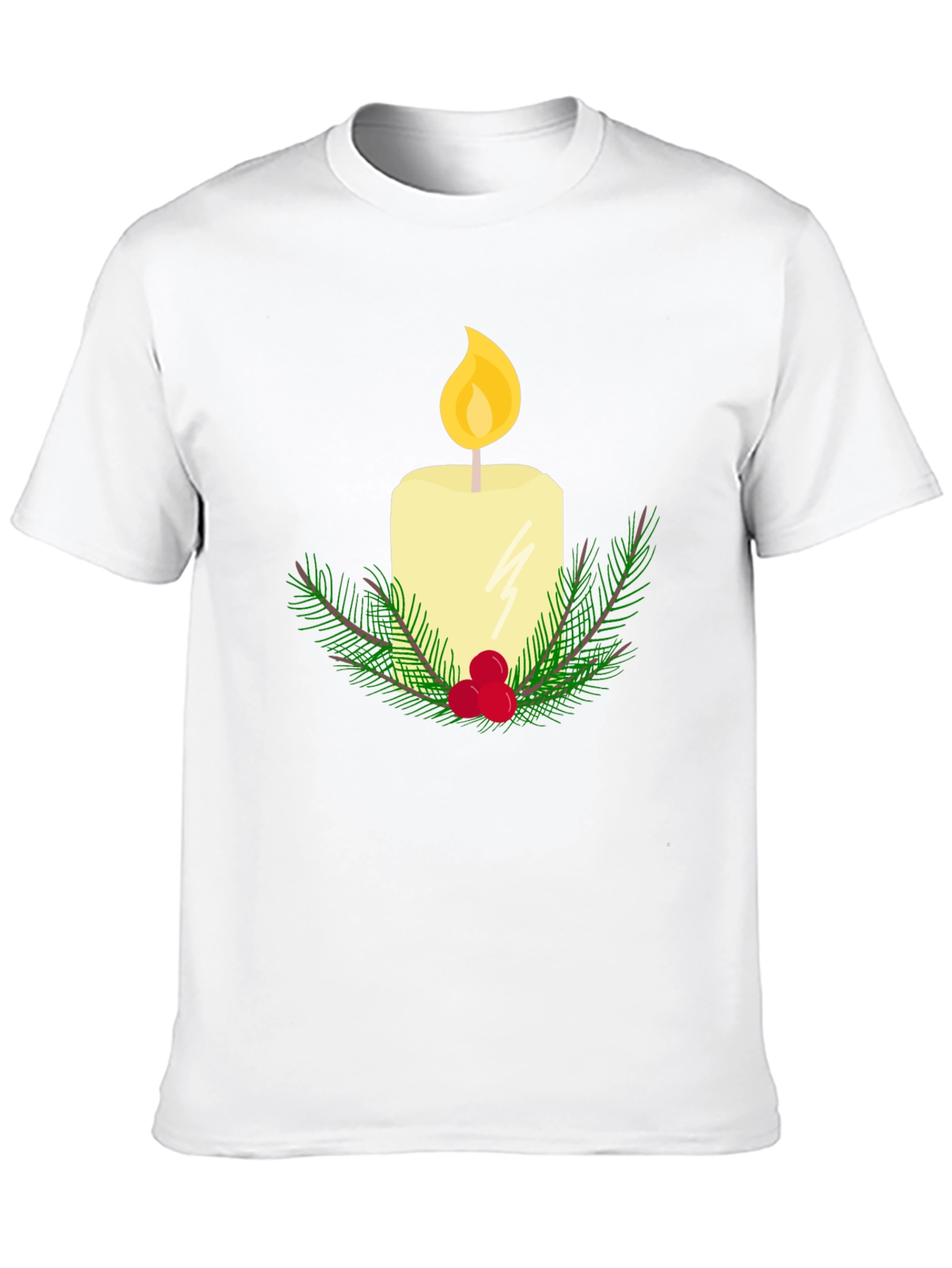 Festive Candle Graphic T-Shirt - Holiday Cheer