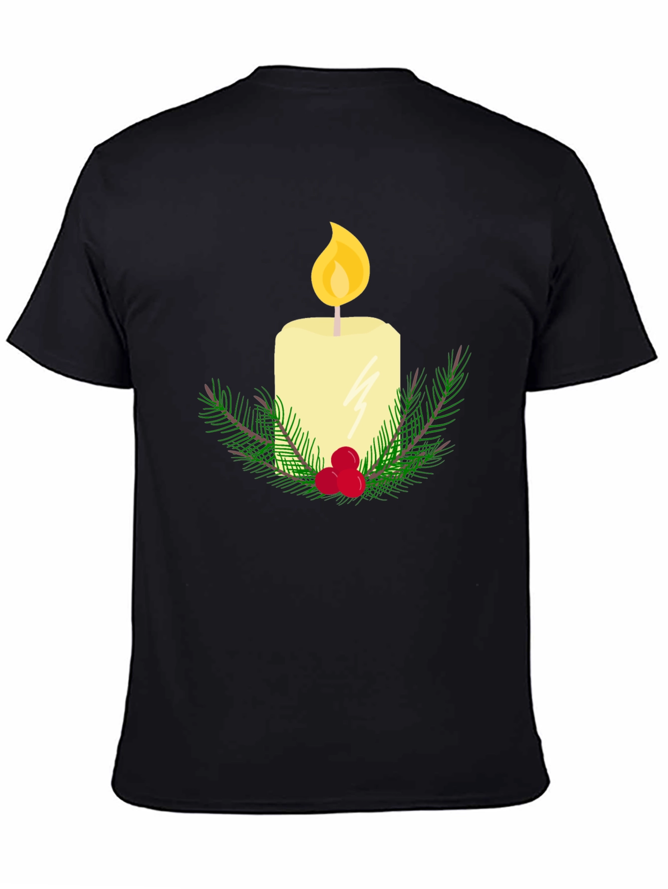 Festive Candle Graphic T-Shirt - Holiday Cheer