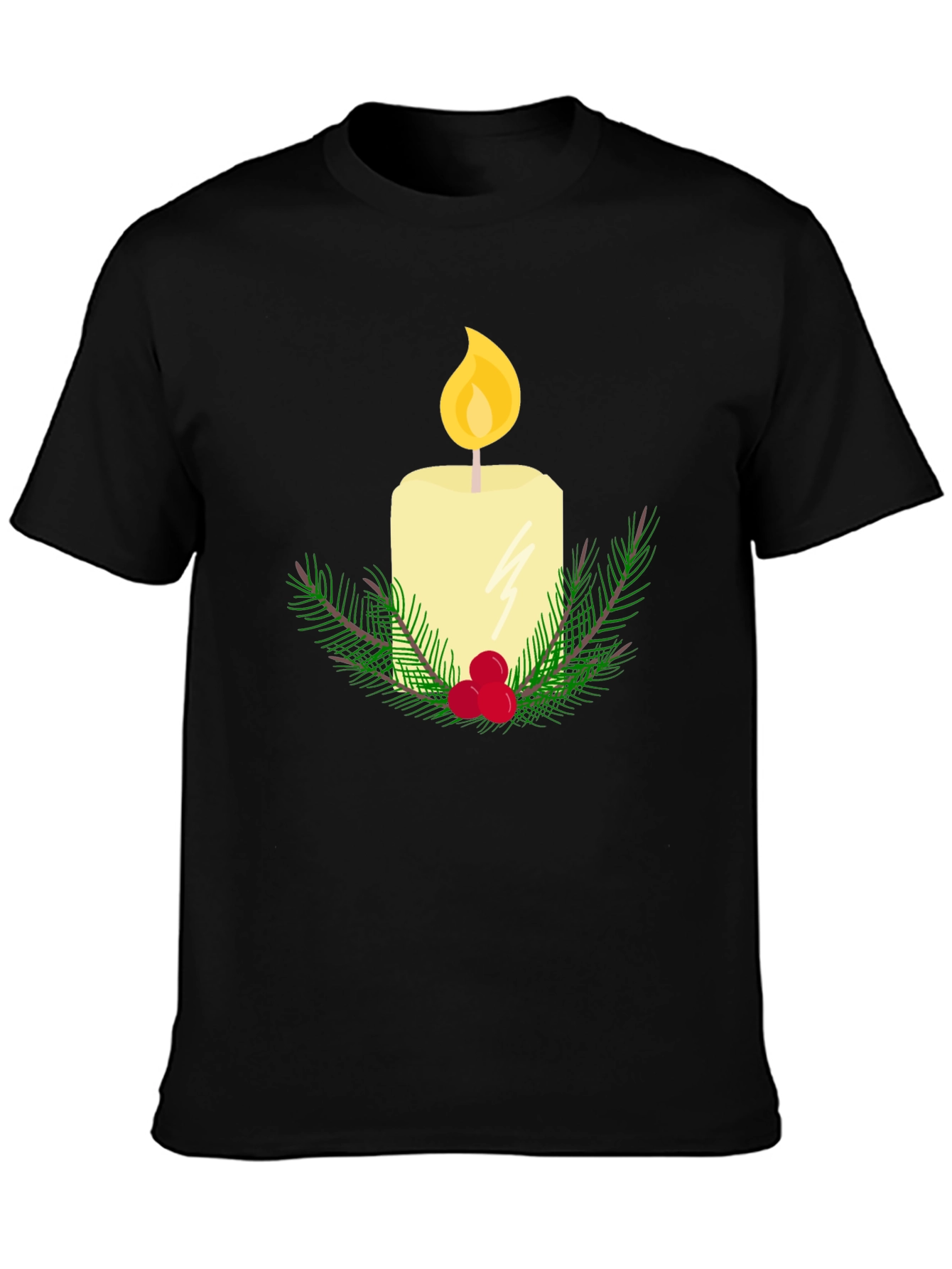 Festive Candle Graphic T-Shirt - Holiday Cheer