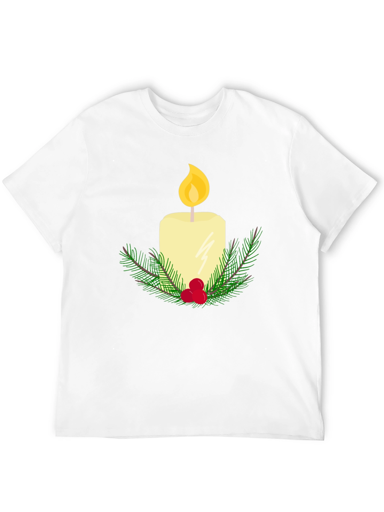 Festive Candle Graphic T-Shirt - Holiday Cheer