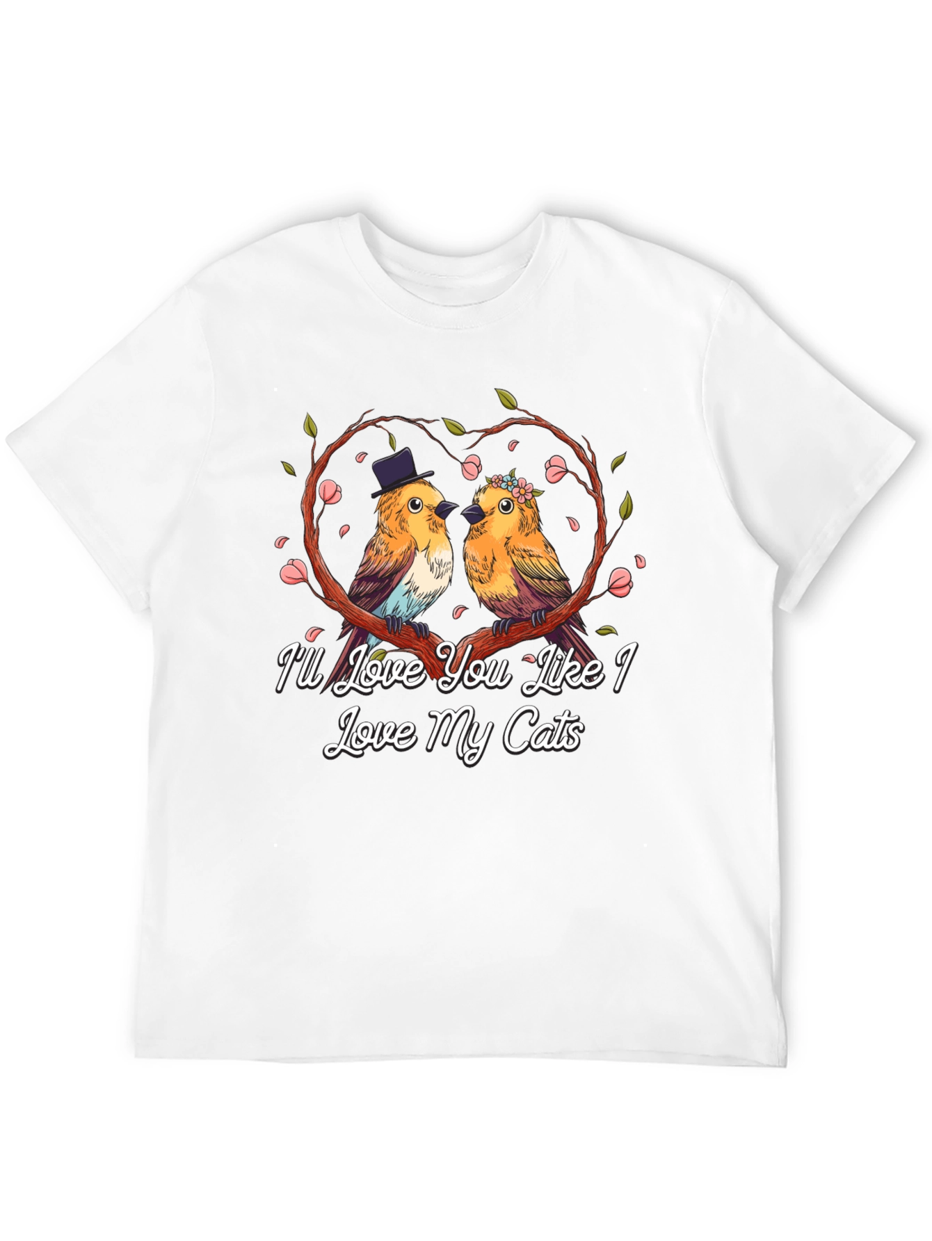 Love My Cats T-Shirt: Cute Bird Couple Graphic Tee