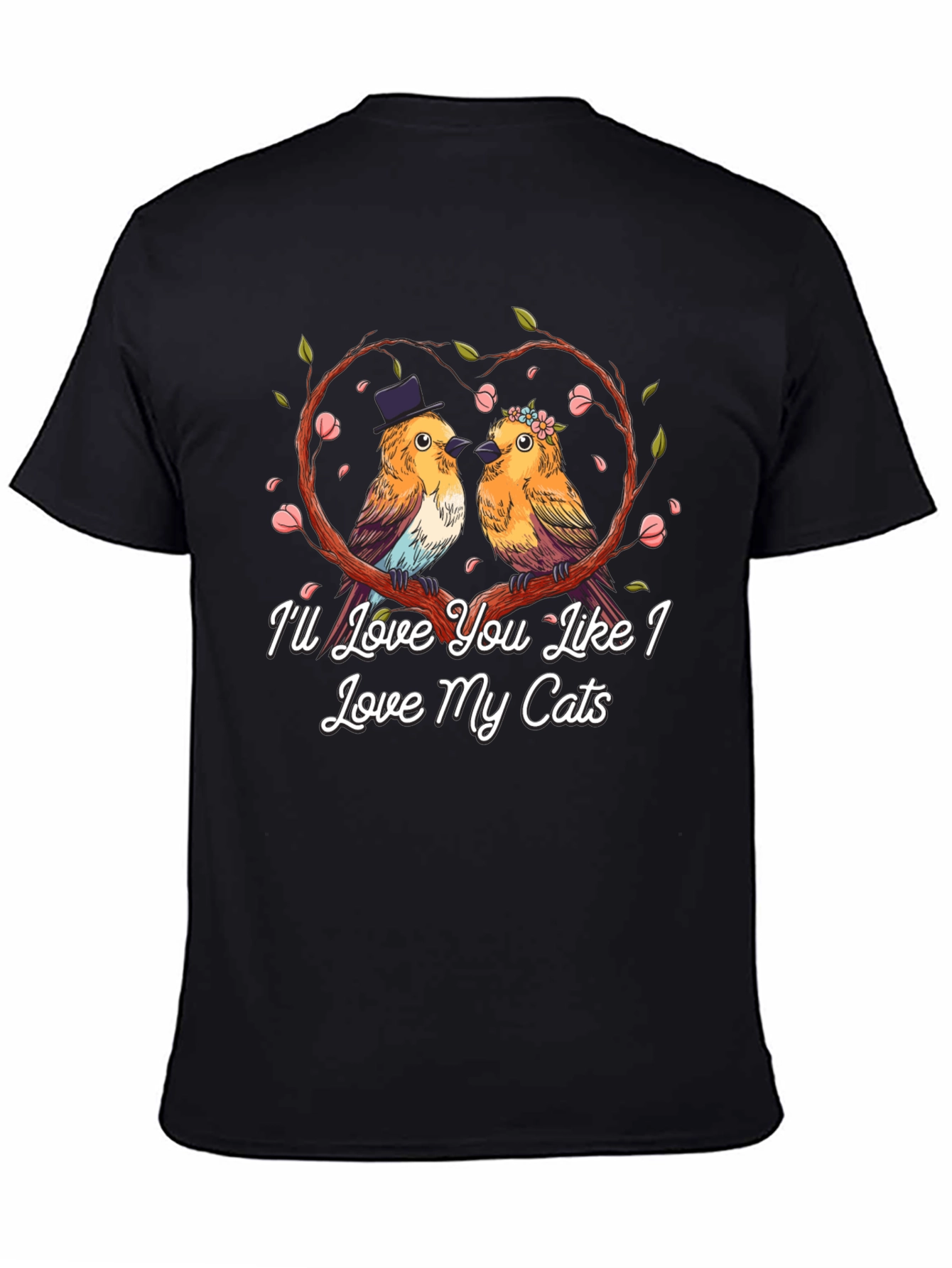 Love My Cats T-Shirt: Cute Bird Couple Graphic Tee