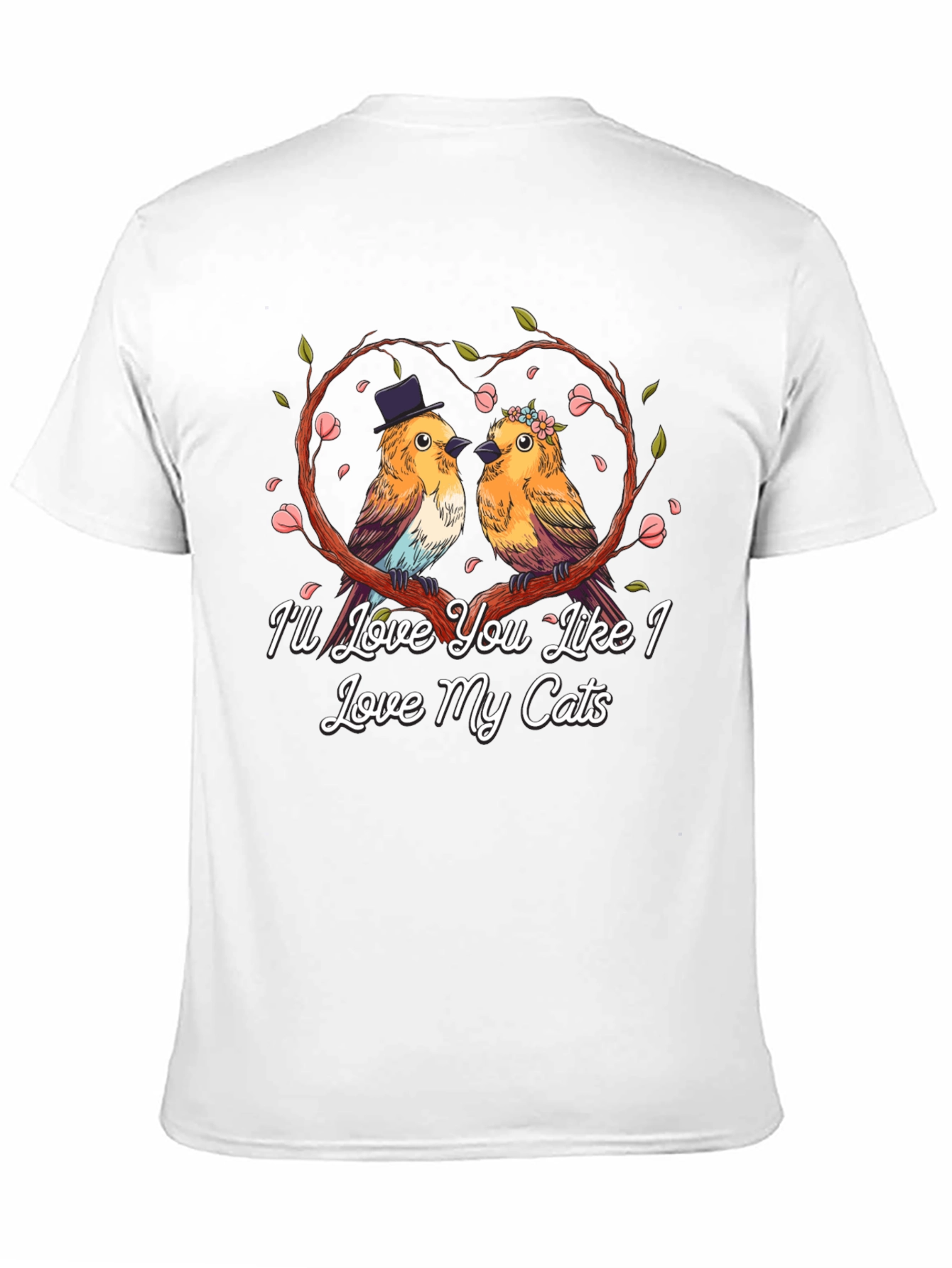Love My Cats T-Shirt: Cute Bird Couple Graphic Tee