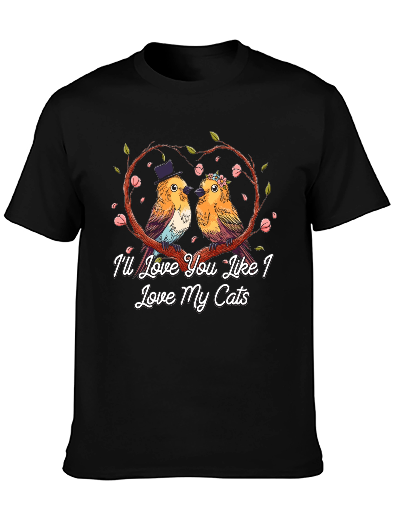 Love My Cats T-Shirt: Cute Bird Couple Graphic Tee