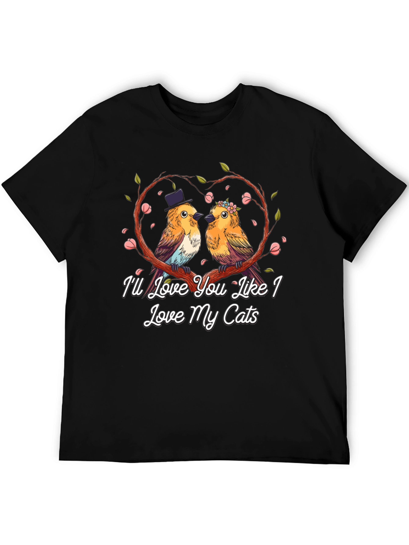 Love My Cats T-Shirt: Cute Bird Couple Graphic Tee