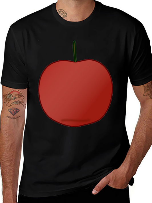 Red Apple Graphic Tee - Casual Black T-Shirt